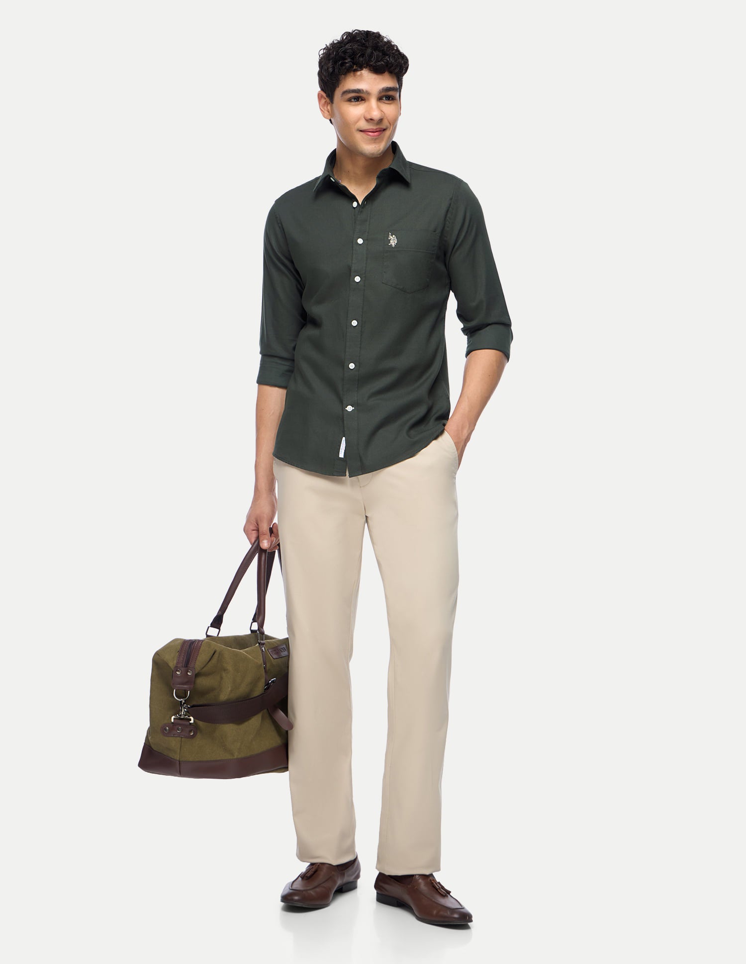 Cotton Dobby Shirt Dark Green - U.S. Polo Assn. India | Large