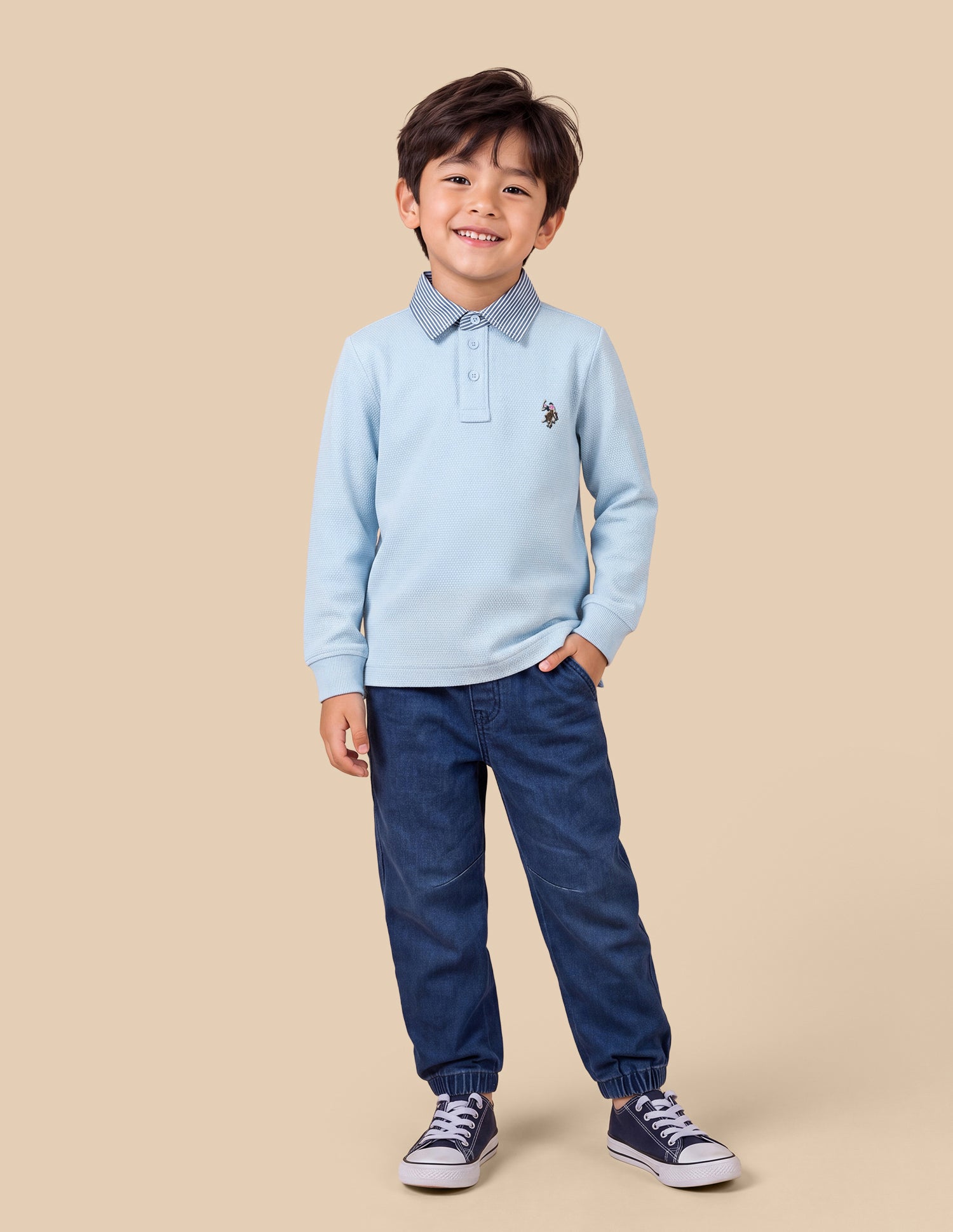 Solid Regular Fit Polo Shirt Light Blue - U.S. Polo Assn. India | Large