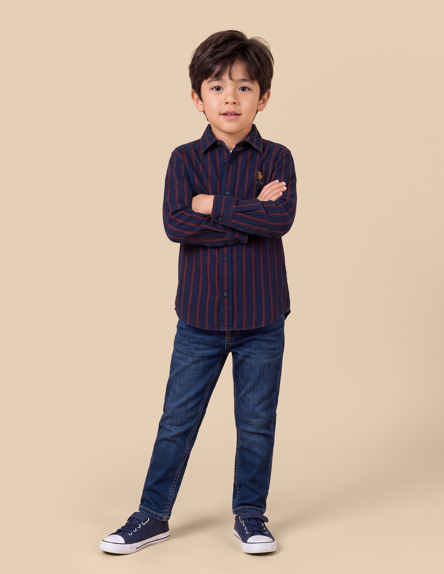 Vertical Striped Twill Shirt Red - U.S. Polo Assn. India | Large