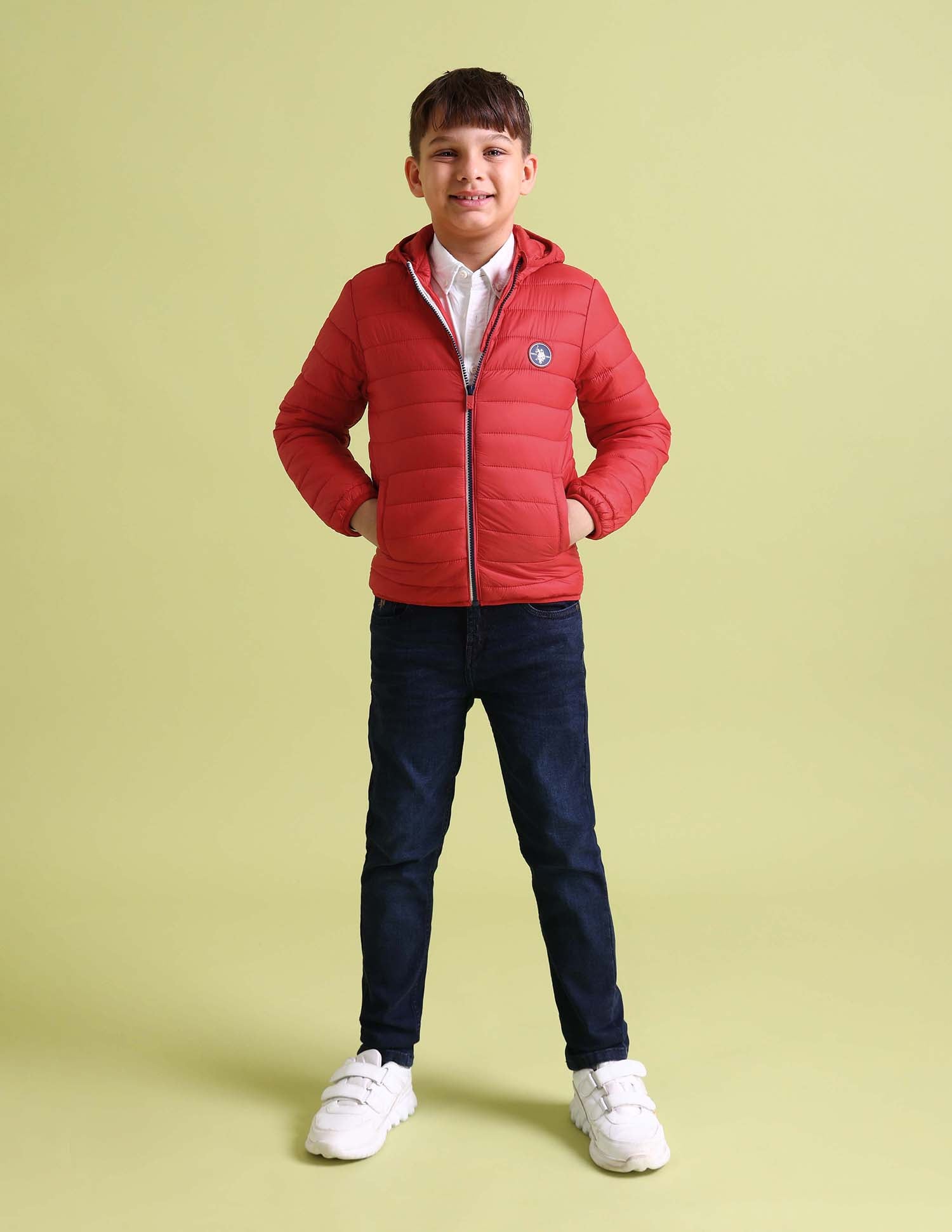 Hooded Solid Puffer Jacket Red - U.S. POLO ASSN. | Large