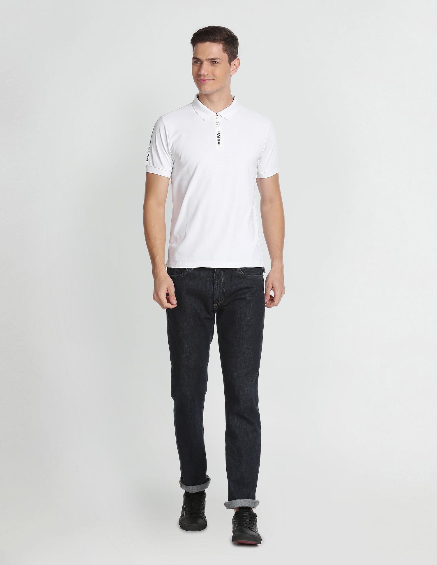 Solid Brand Tape Polo Shirt White - U.S. POLO ASSN. | Large