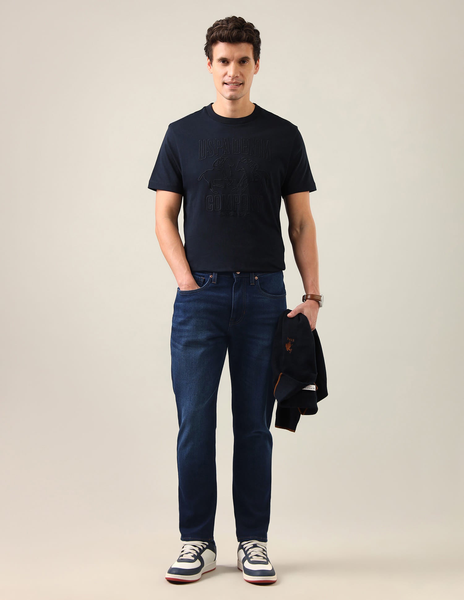 Cole Comfort Cropped Fit Blue Jeans Blue - U.S. Polo Assn. India | Large