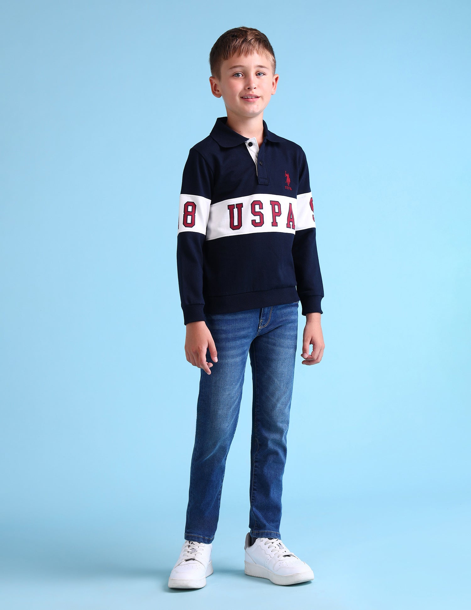 Boys Brand Printed Regular Fit Sweatshirt Navy - U.S. POLO ASSN. | Large