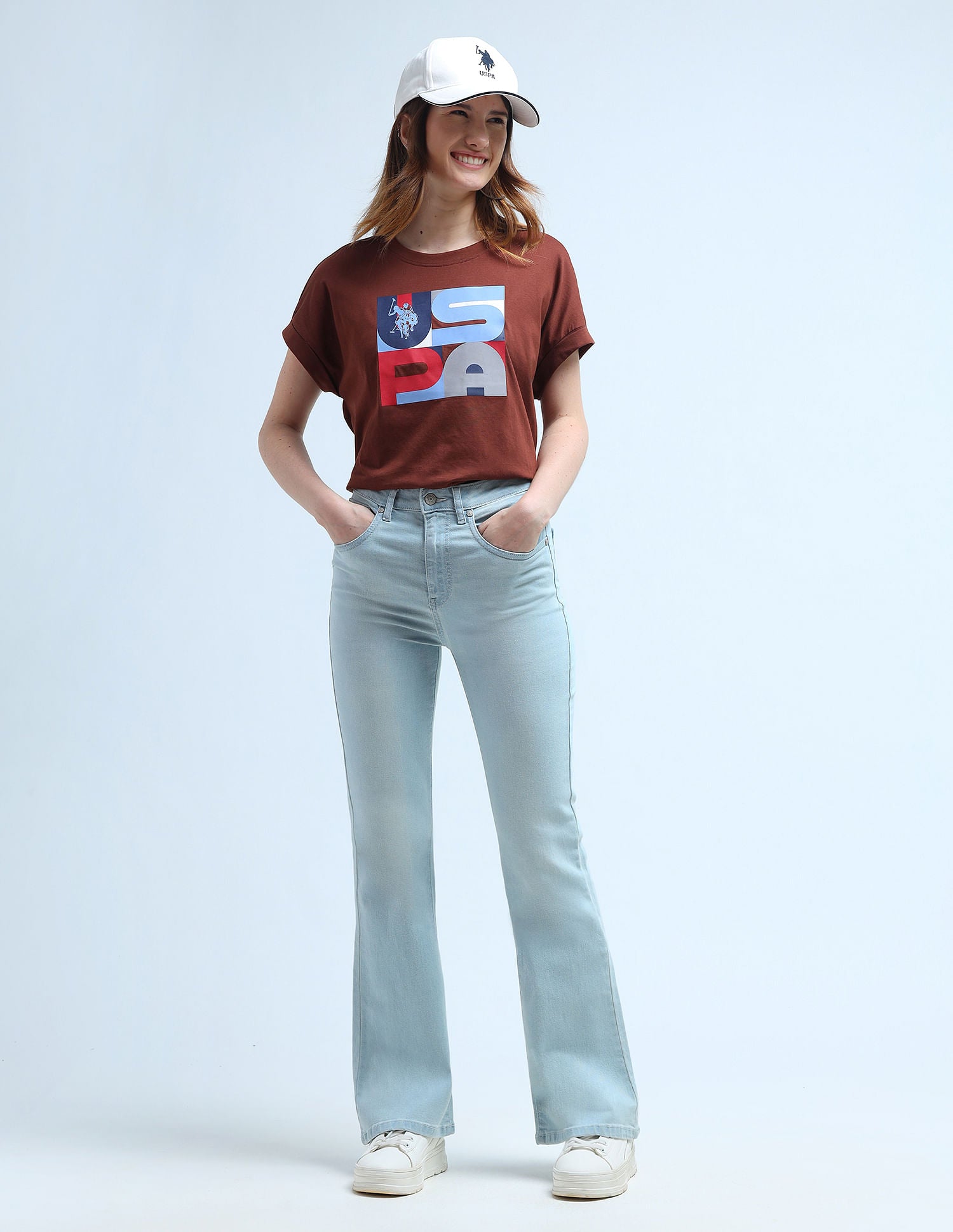 High Rise Flare Fit Jeans Blue - U.S. POLO ASSN. | Large