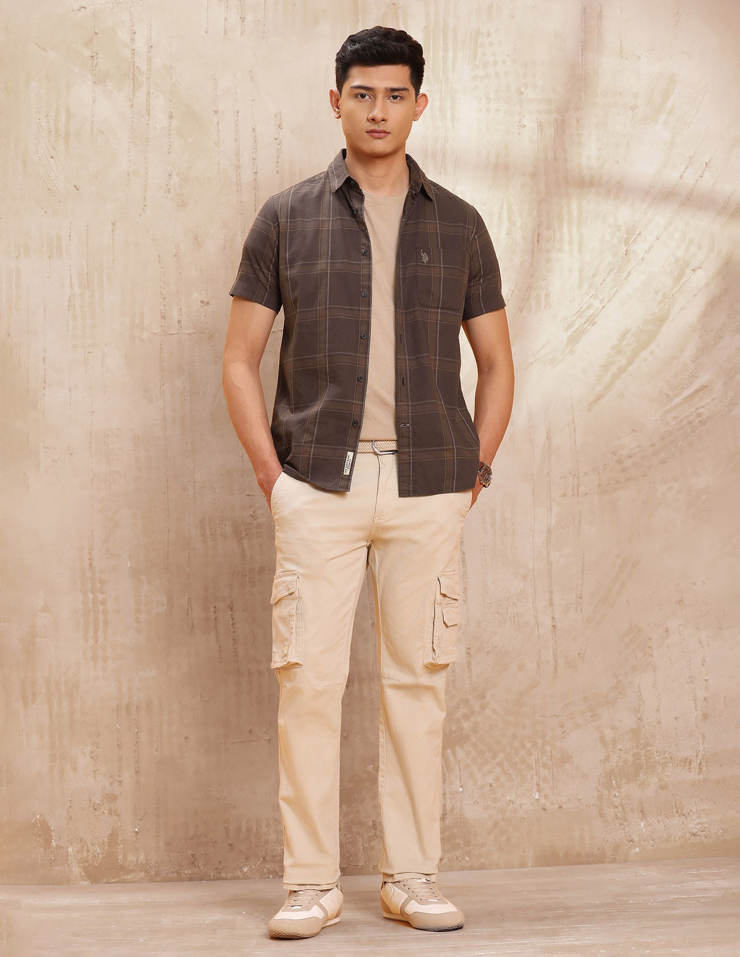 Grid Tattersall Checked Pure Cotton Shirt Dark Brown - U.S. POLO ASSN. | Large