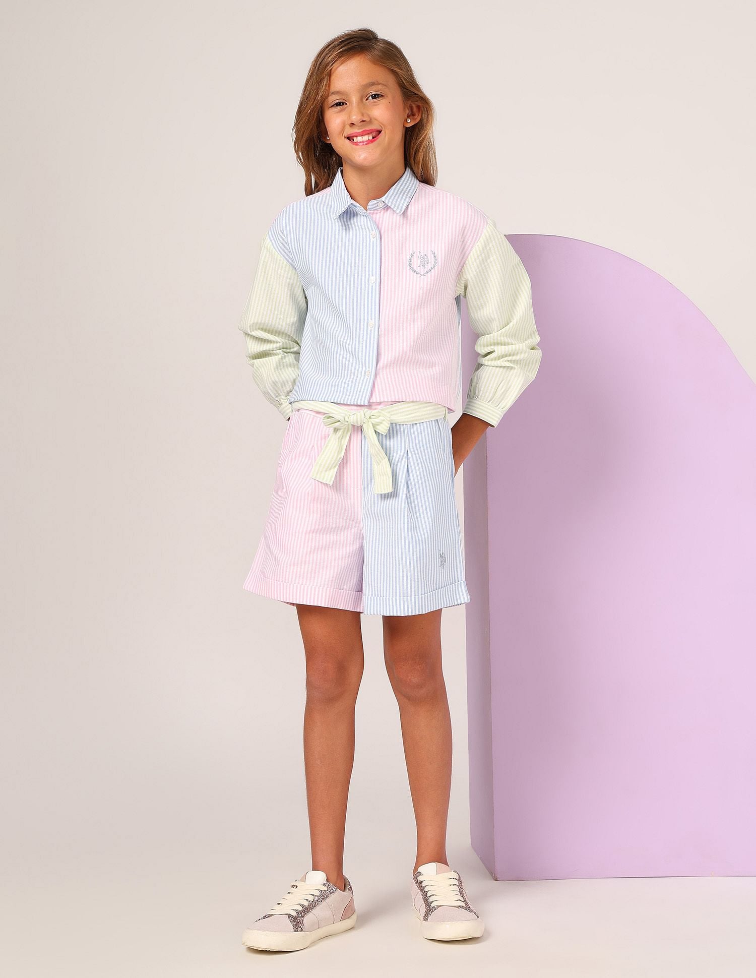 Girls Vertical Striped Shorts Multi - U.S. POLO ASSN. | Large