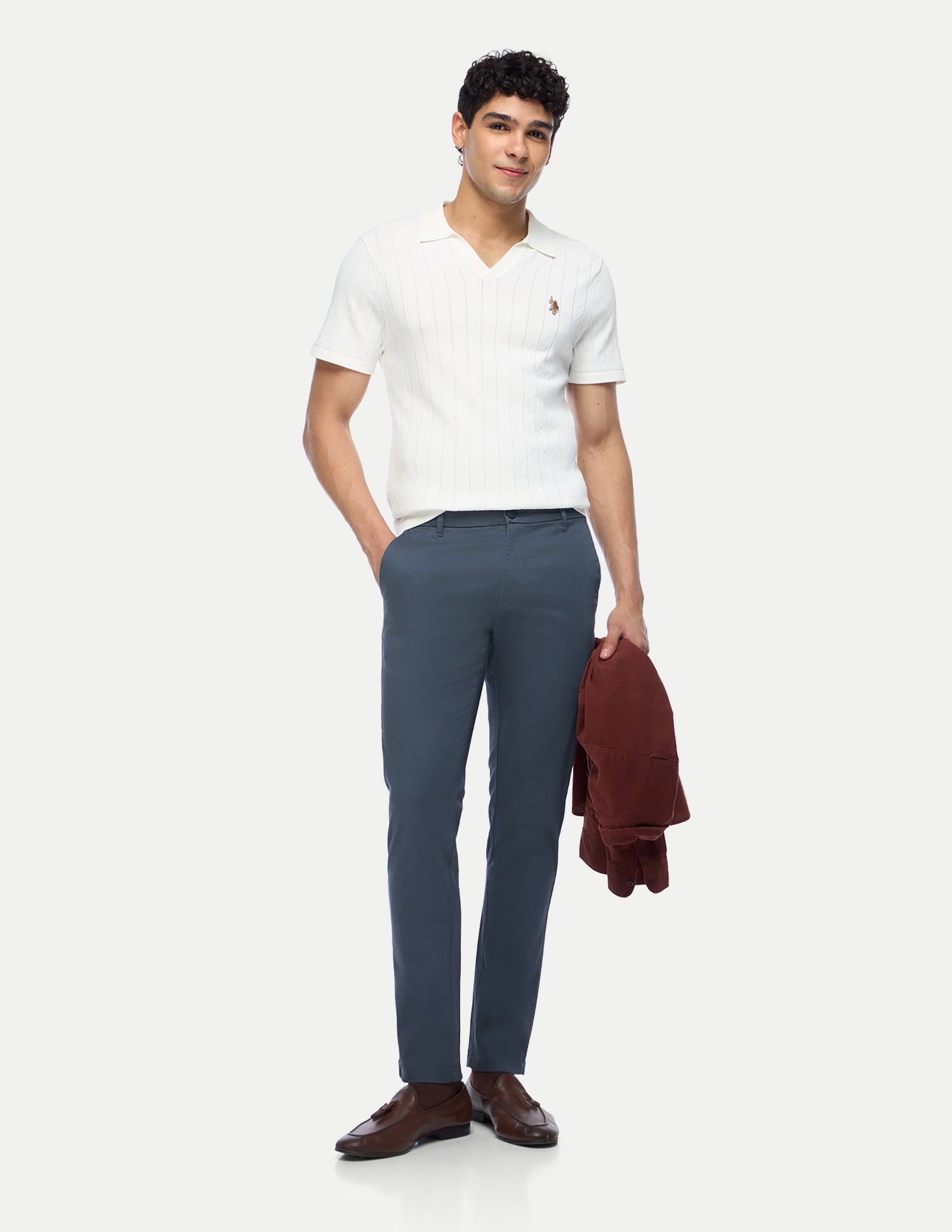 Austin Trim Regular Fit Satin Trousers Navy - U.S. Polo Assn. India | Large