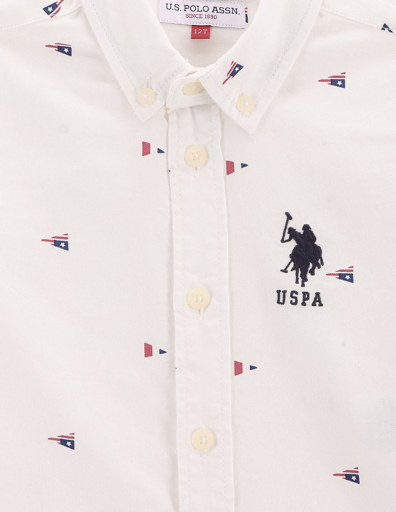 Boys Flag Print Shirt Ecru - U.S. POLO ASSN. | Large