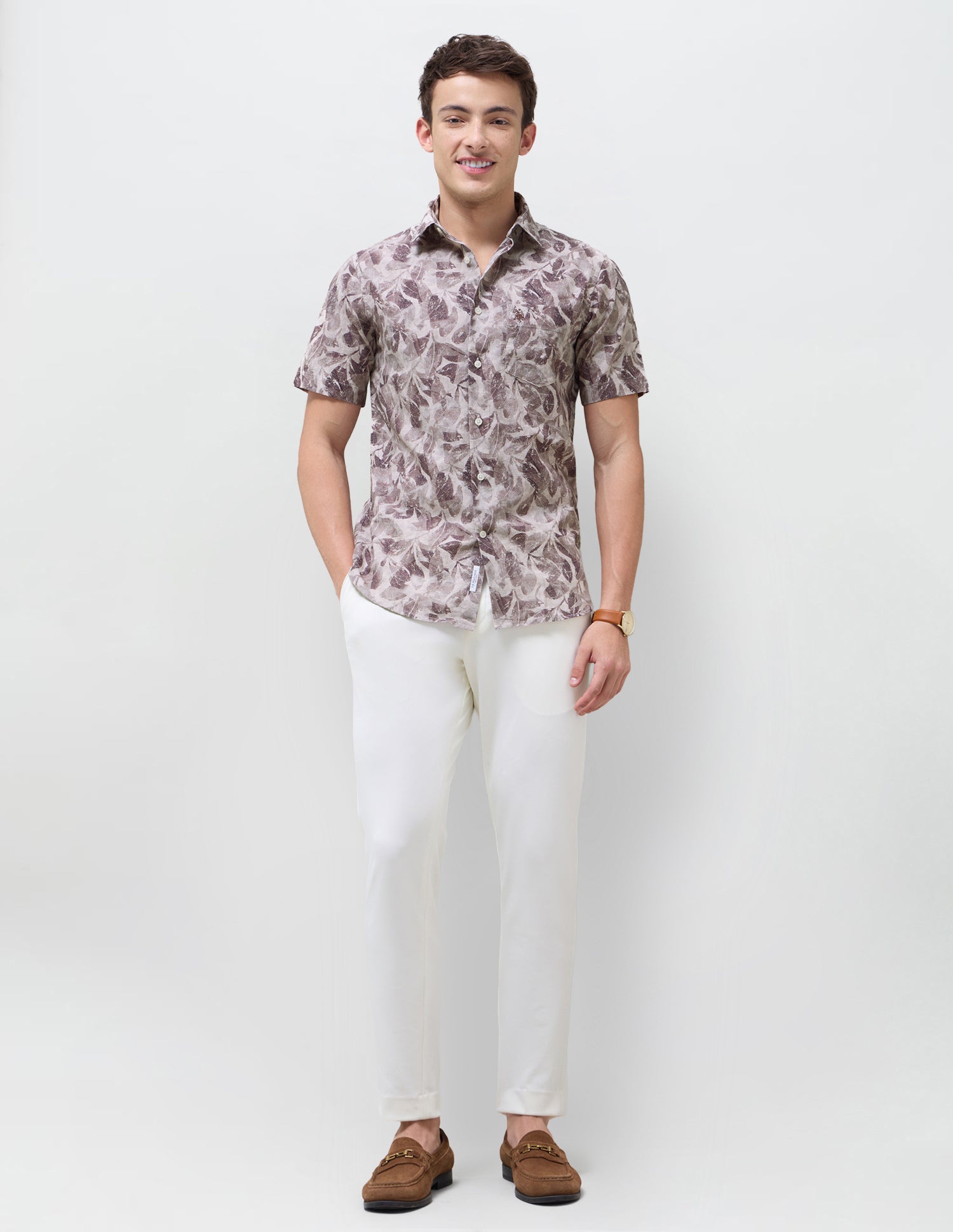 Tropical Printed Regular Fit Shirt Wine - U.S. Polo Assn. India | Large