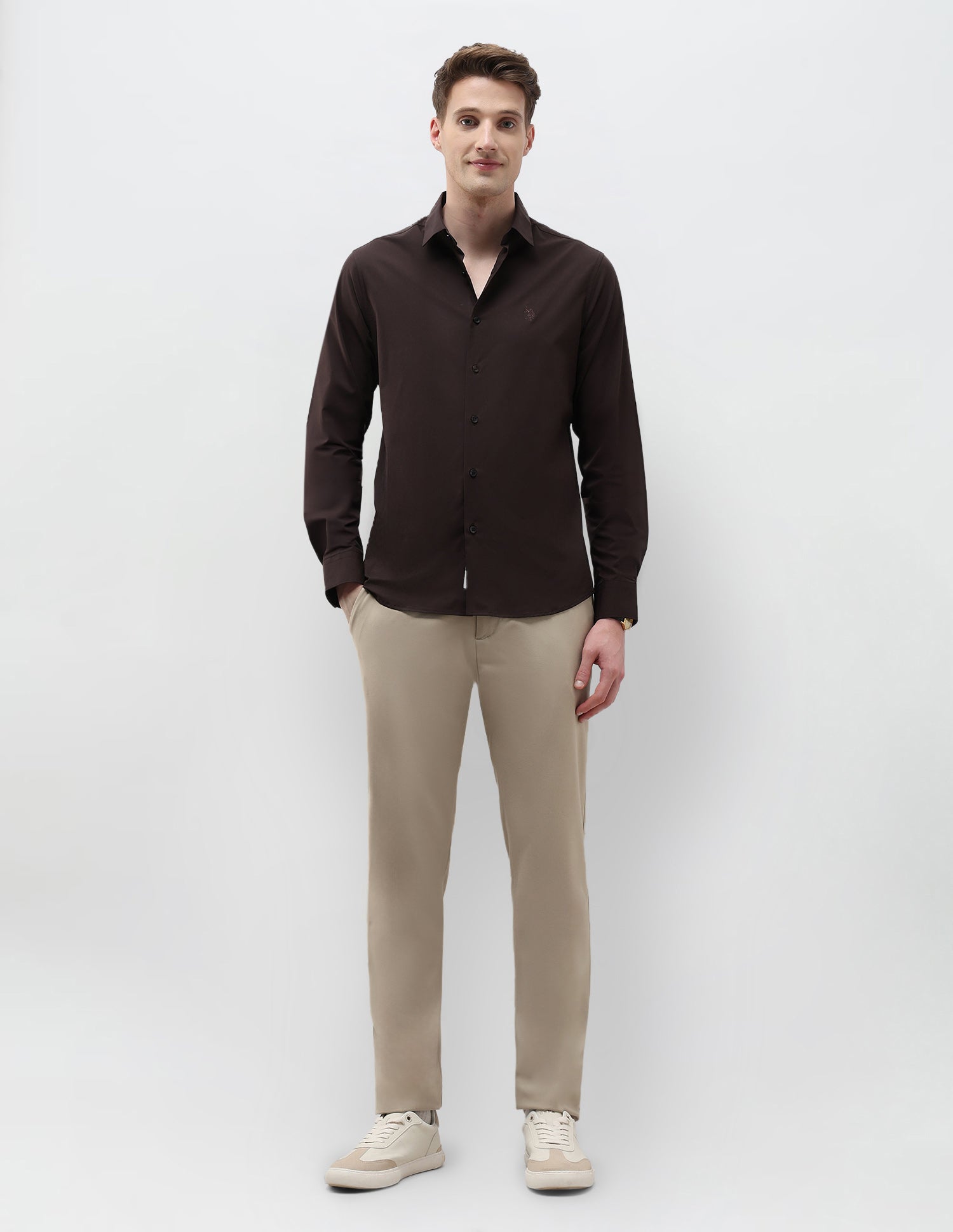 Solid Tailored Fit Shirt Choco - U.S. Polo Assn. India | Large