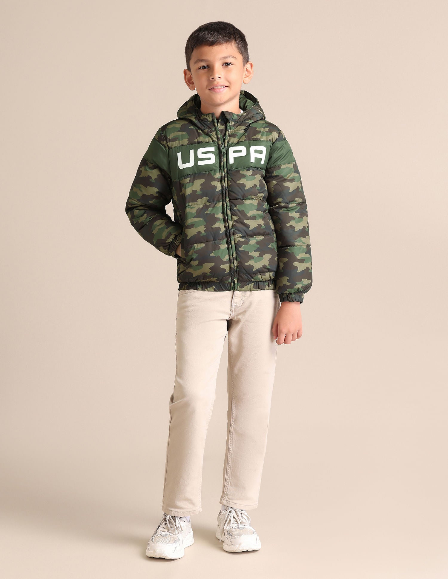 Boys Printed Hooded Jacket Camo - U.S. POLO ASSN. | Large