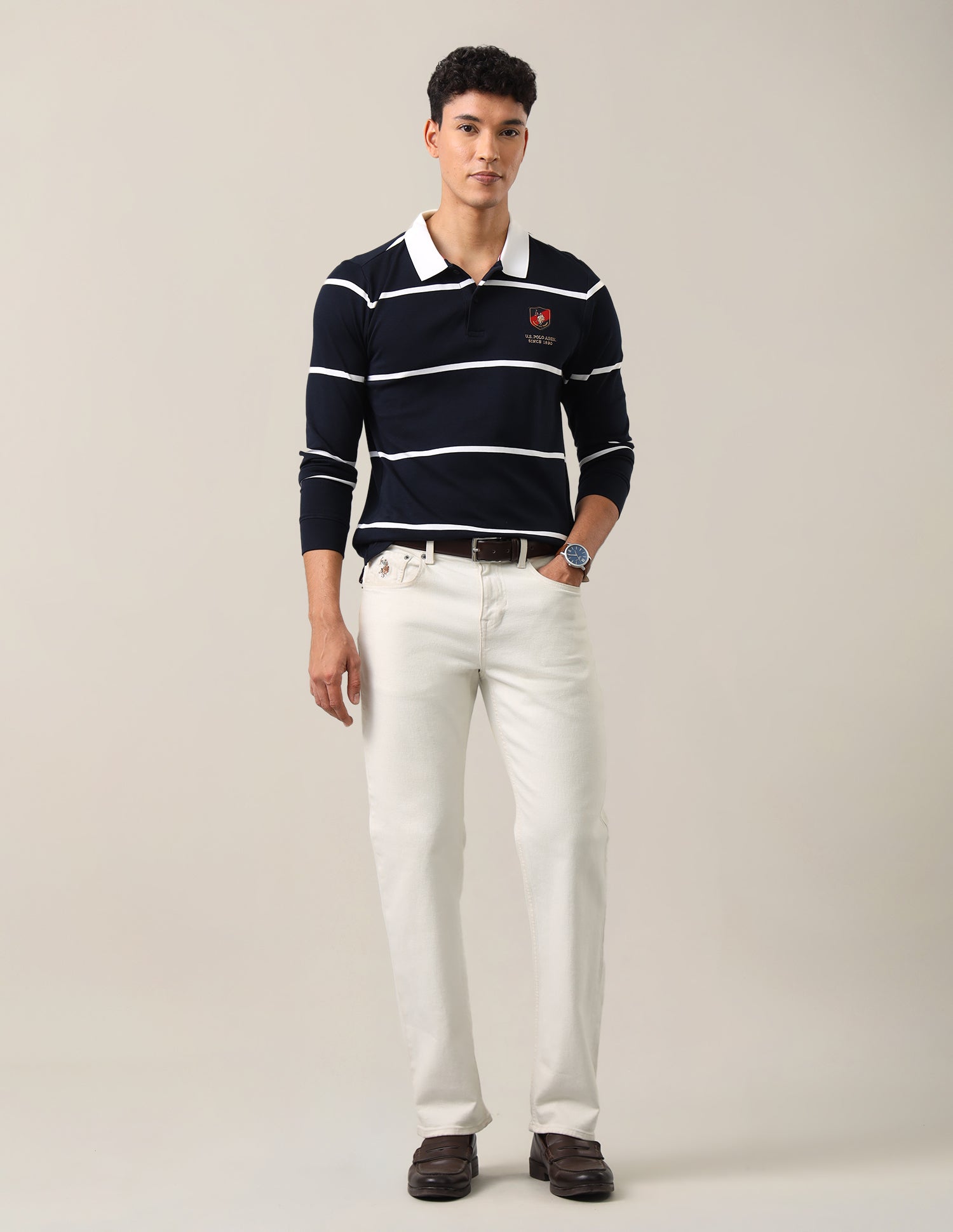 Horizontal Striped Slim Fit Polo Shirt Navy - U.S. Polo Assn. India | Large