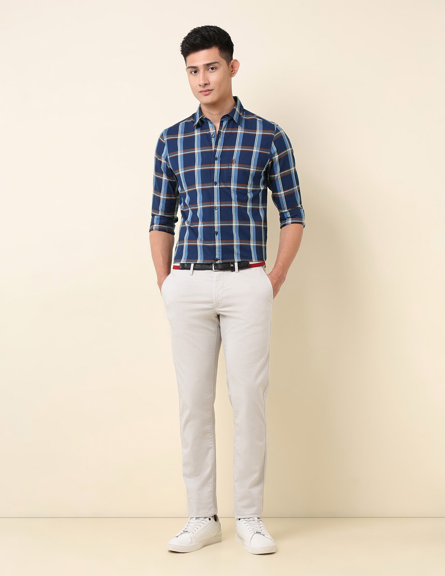 Pure Cotton Tartan Checked Shirt Navy - U.S. Polo Assn. India | Large