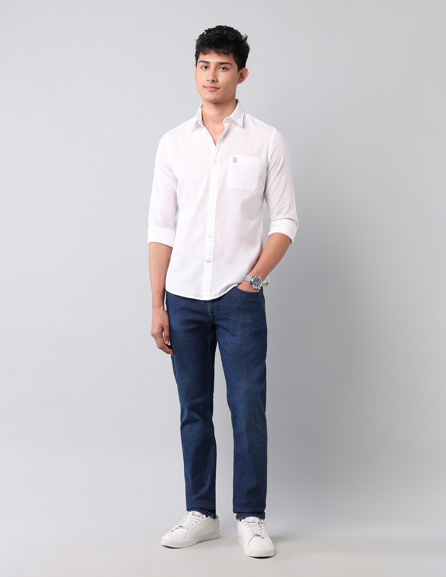 Solid Pure Cotton Shirt White - U.S. Polo Assn. India | Large