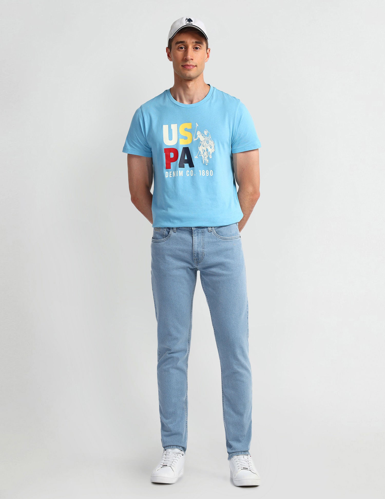 Brandon Slim Fit Blue Jeans Light Blue - U.S. Polo Assn. India | Large