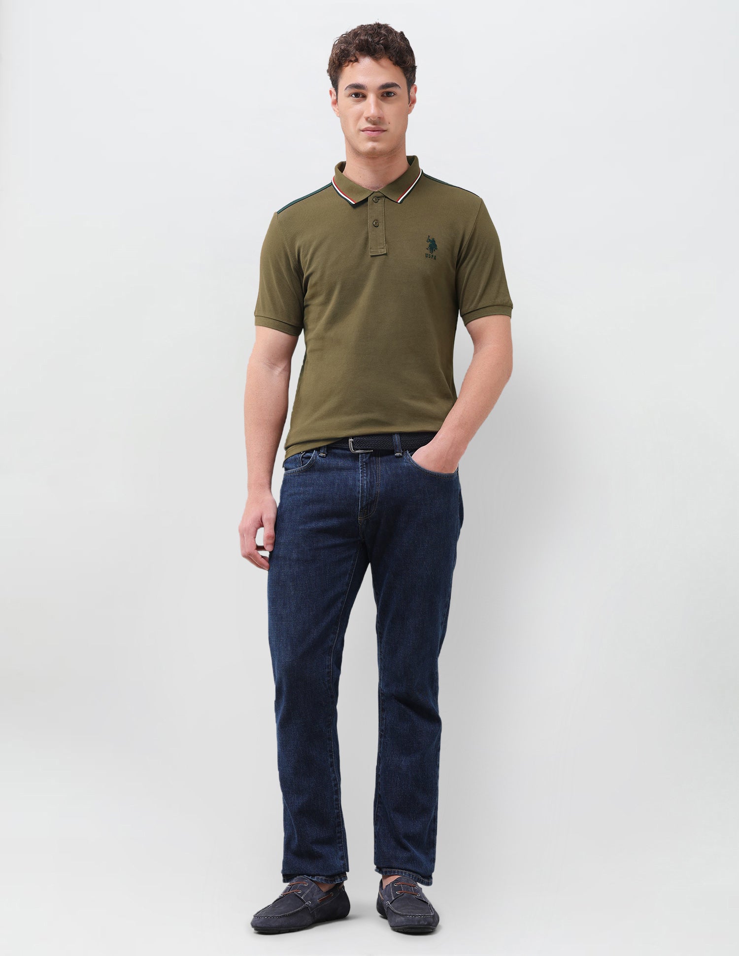 Solid Regular Fit Polo Shirt Dark Olive - U.S. Polo Assn. India | Large