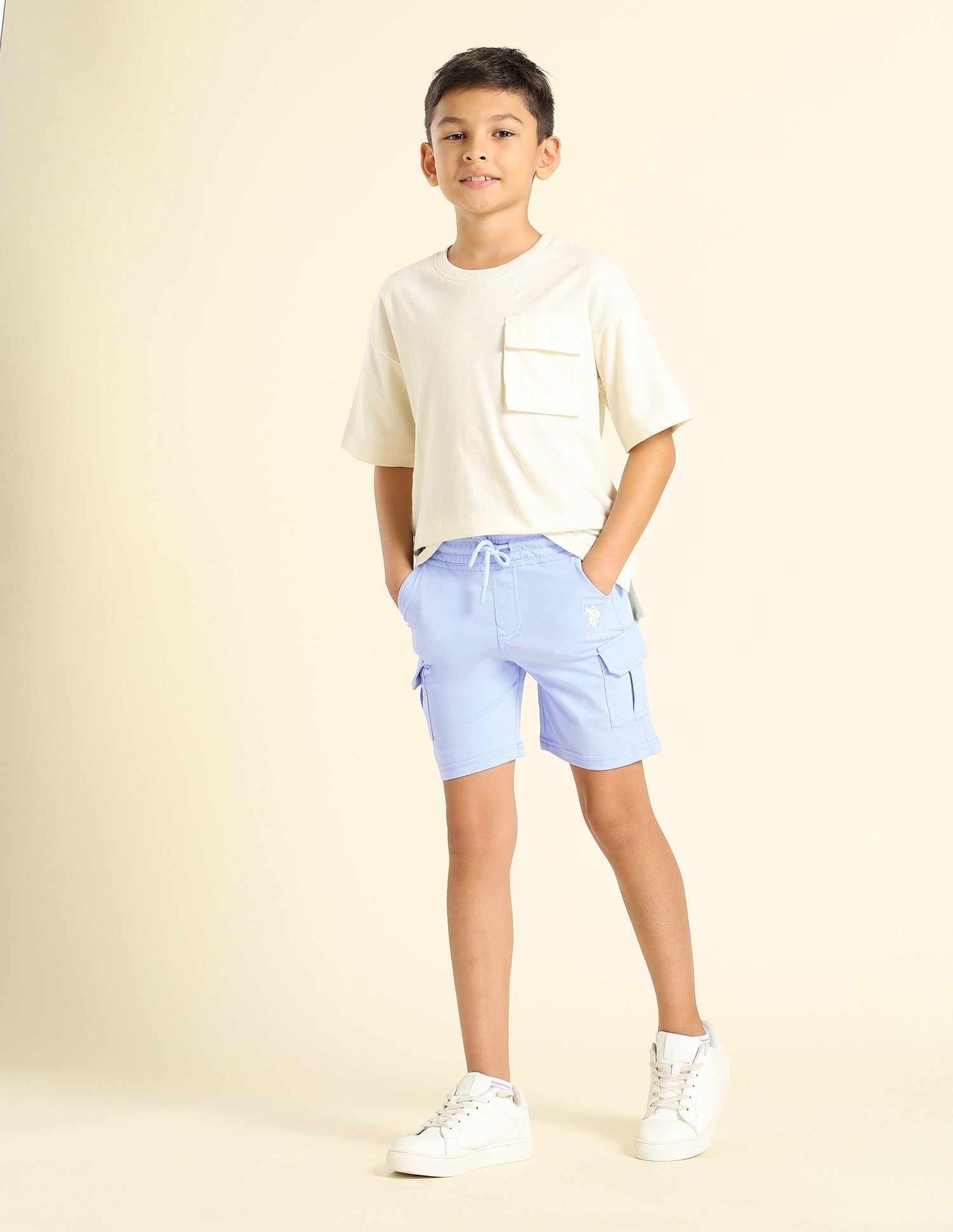 Boys Solid Regular Fit Shorts Light Blue - U.S. POLO ASSN. | Large