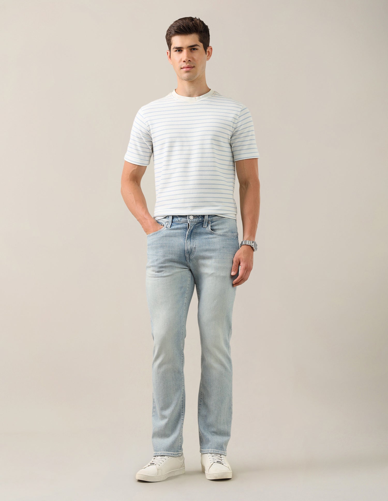 Harold Slim Straight Fit Blue Jeans Light Blue - U.S. Polo Assn. India | Large