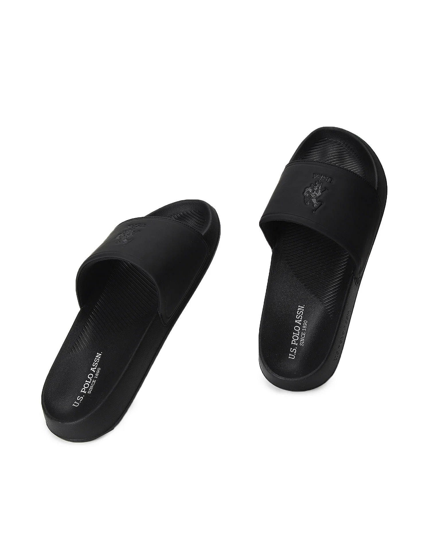 Men Debossed Monogram Specter 6.0 Slides Black - U.S. Polo Assn. India | Large