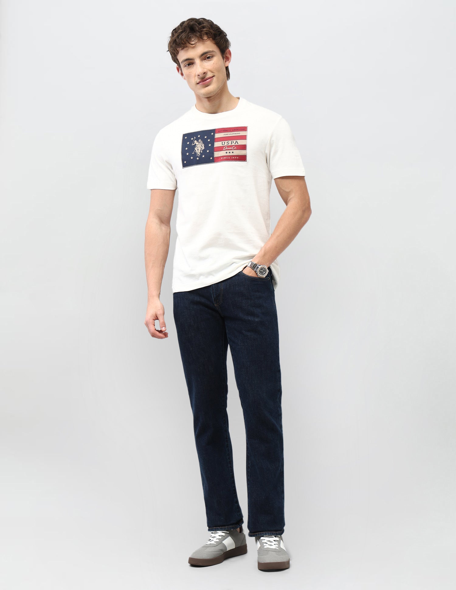 Graphic Brand Appliqued Motel On The Coast T-Shirt Ivory - U.S. Polo Assn. India | Large