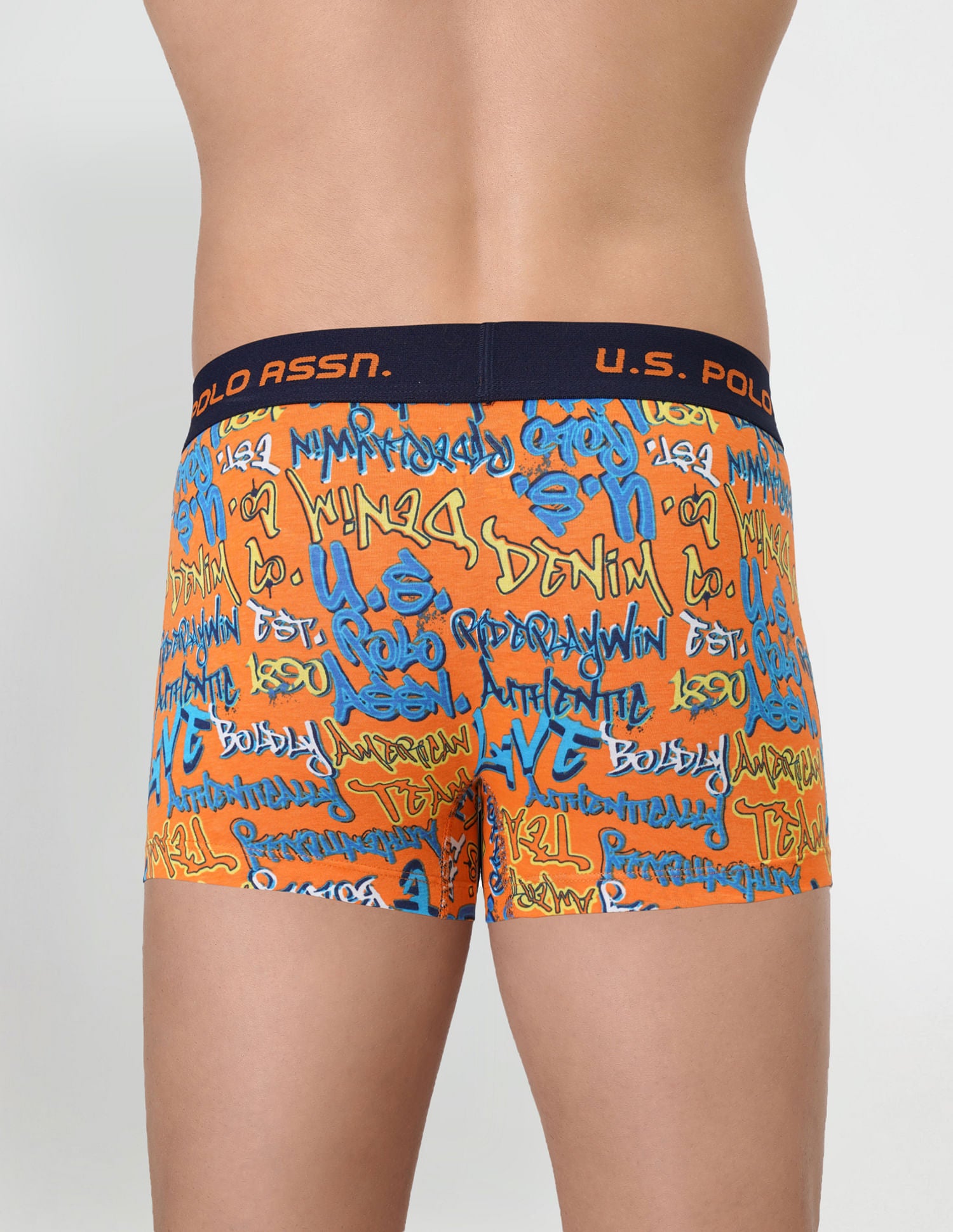 Brushed Elastic Cotton Stretch IYAK Trunks - Pack Of 2 Orange and Grey - U.S. POLO ASSN. | Large