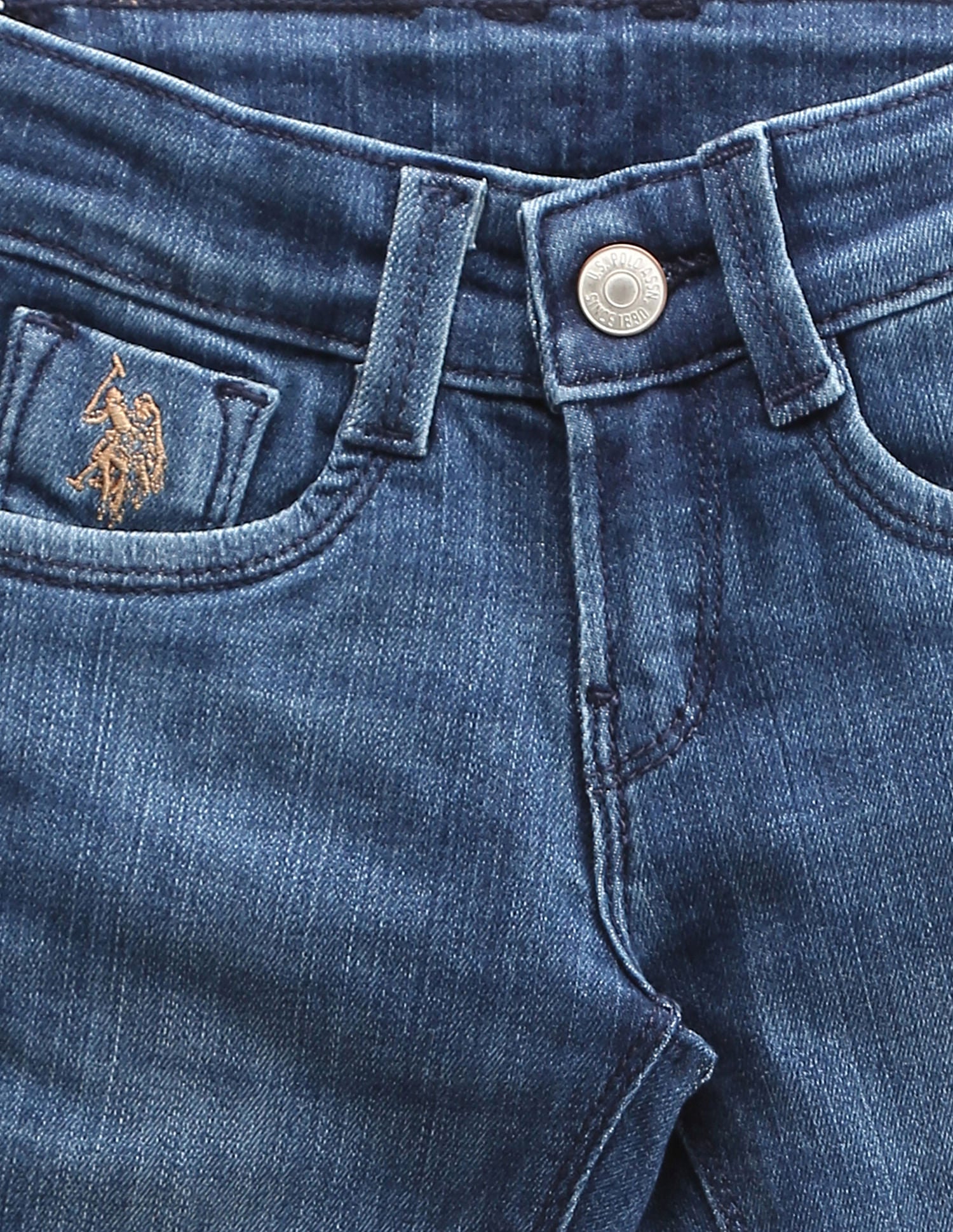 Boys Slim Fit Stone Wash Jeans Blue - U.S. Polo Assn. India | Large
