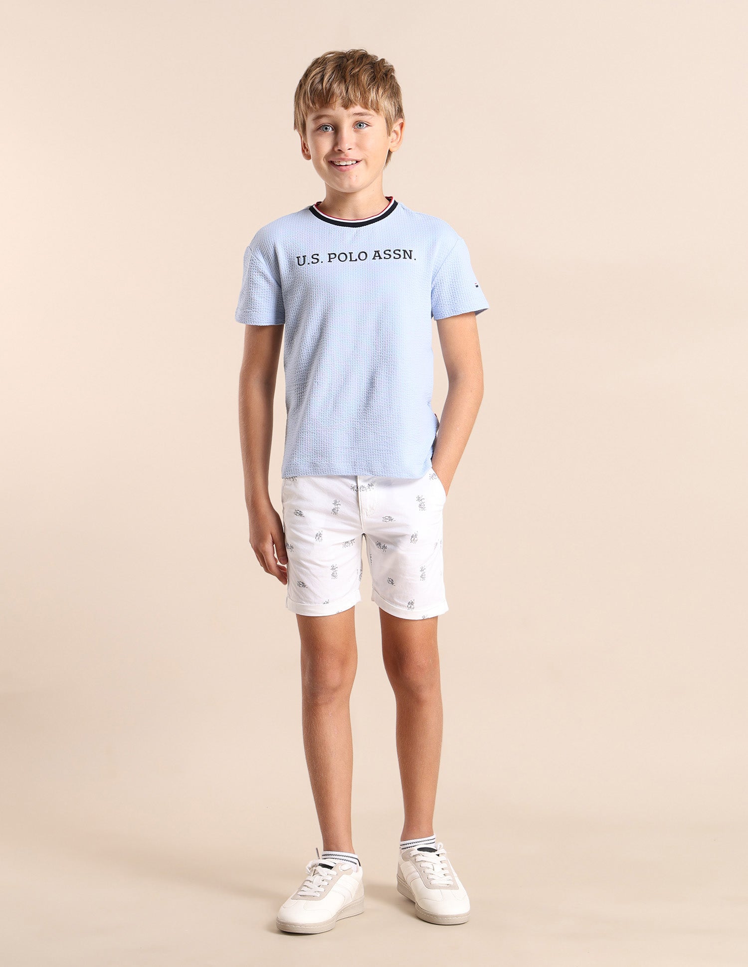 Boys Brand Printed Regular Fit T-Shirt Blue - U.S. POLO ASSN. | Large