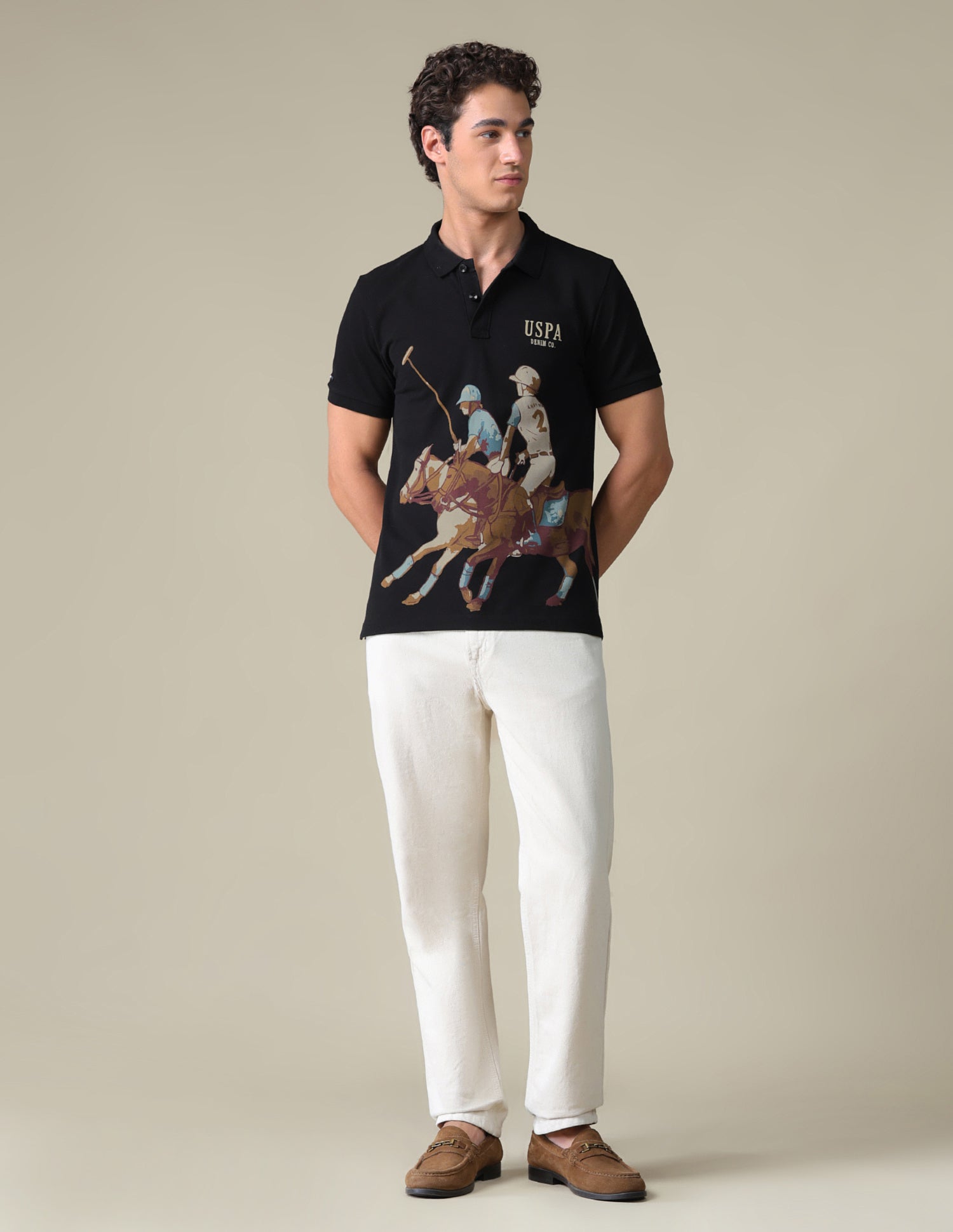 Slim Fit Graphic Brand Printed T-Shirt Black - U.S. Polo Assn. India | Large