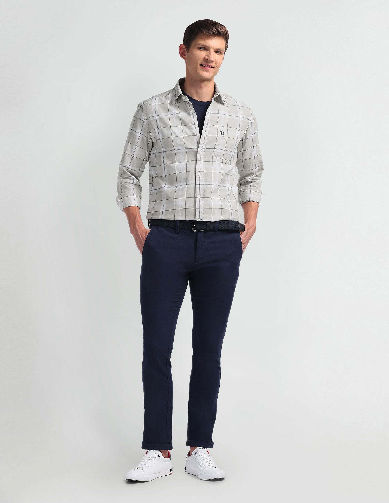 Plaid Check Slim Fit Shirt Off-White - U.S. Polo Assn. India | Large