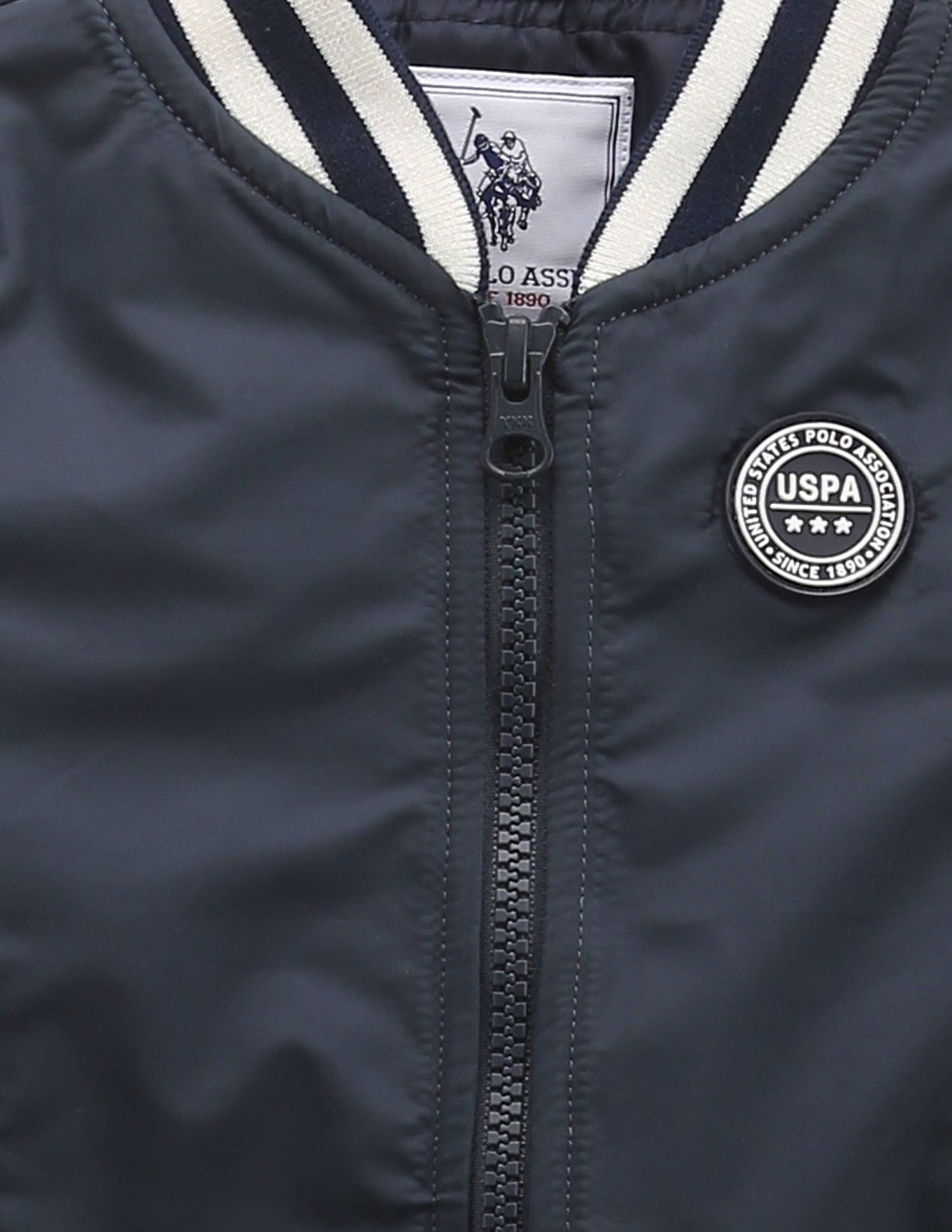 Boys Striped Collar Bomber Jacket Navy - U.S. POLO ASSN. | Large