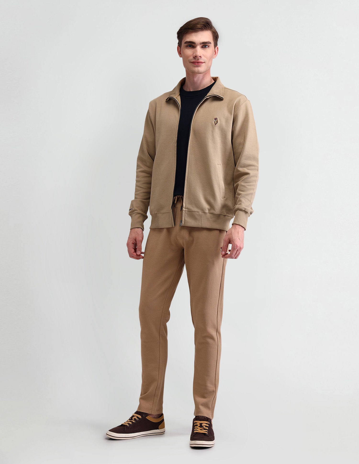 High Neck Slim Fit Sweatshirt Beige - U.S. POLO ASSN. | Large