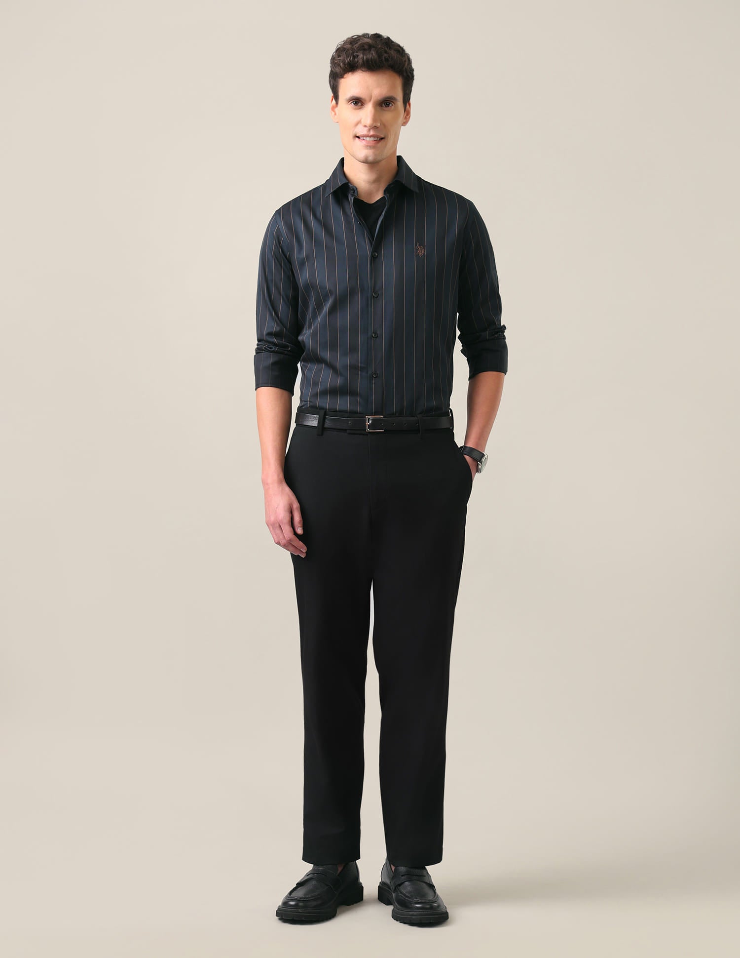 Vertical Striped Tailored Fit Shirt Teal - U.S. Polo Assn. India | Large