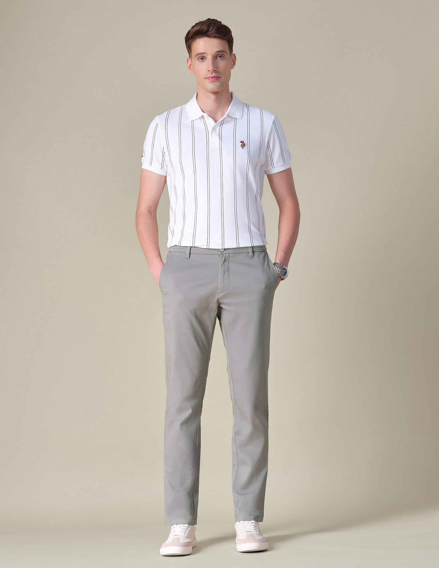 Twill Denver Slim Fit Trousers Grey - U.S. POLO ASSN. | Large