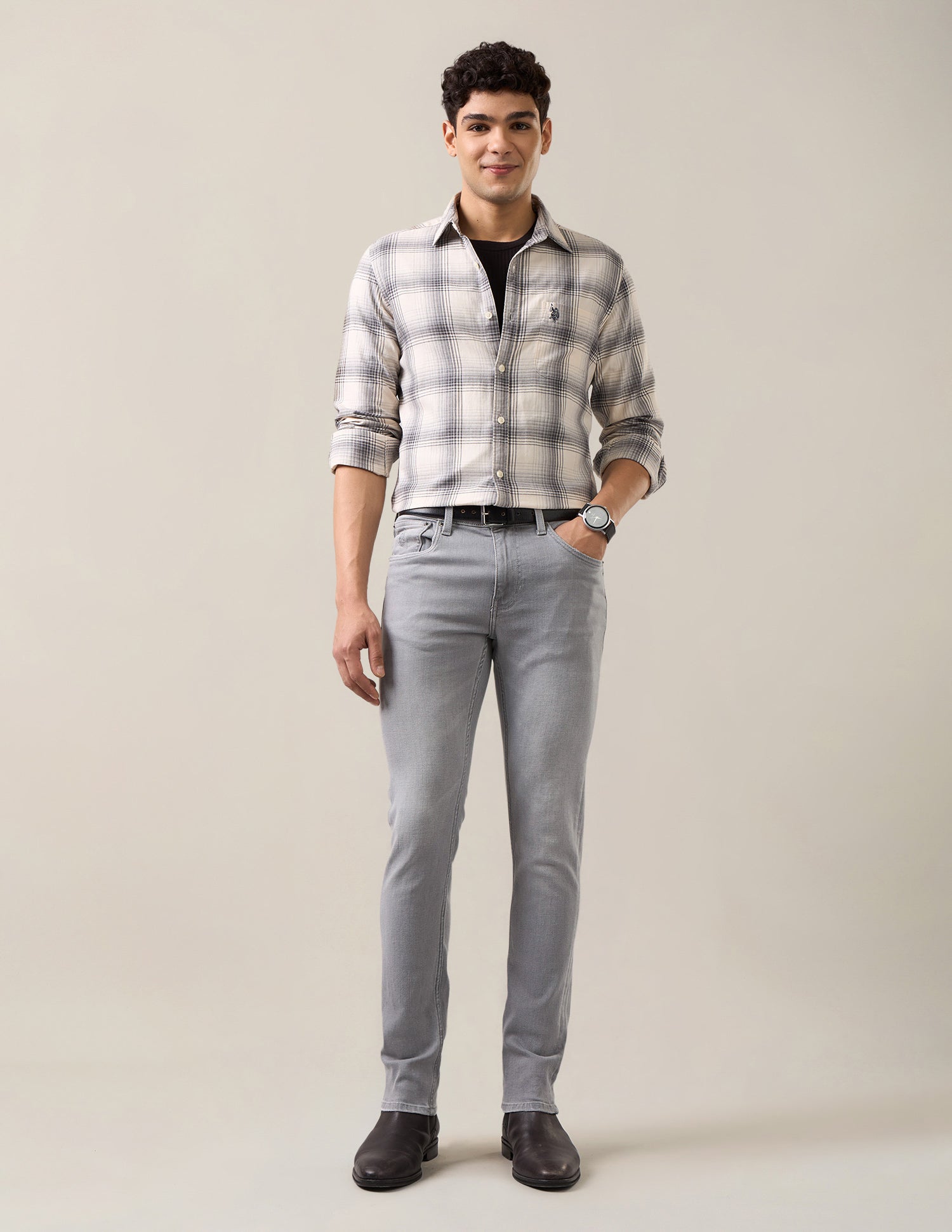 Regallo Skinny Fit Grey Jeans Grey - U.S. Polo Assn. India | Large