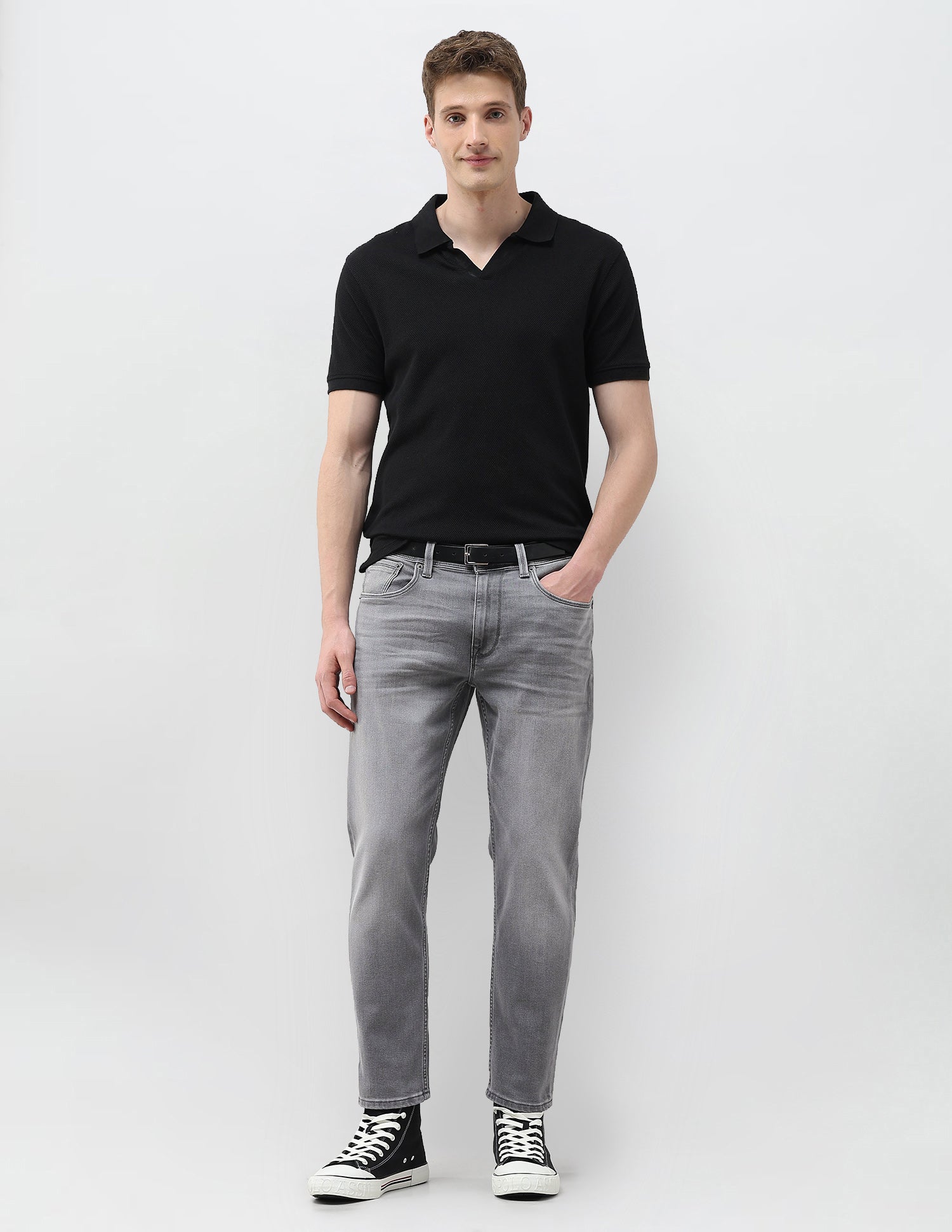 Cole Comfort Cropped Fit Grey Jeans Washed Grey - U.S. Polo Assn. India | Large