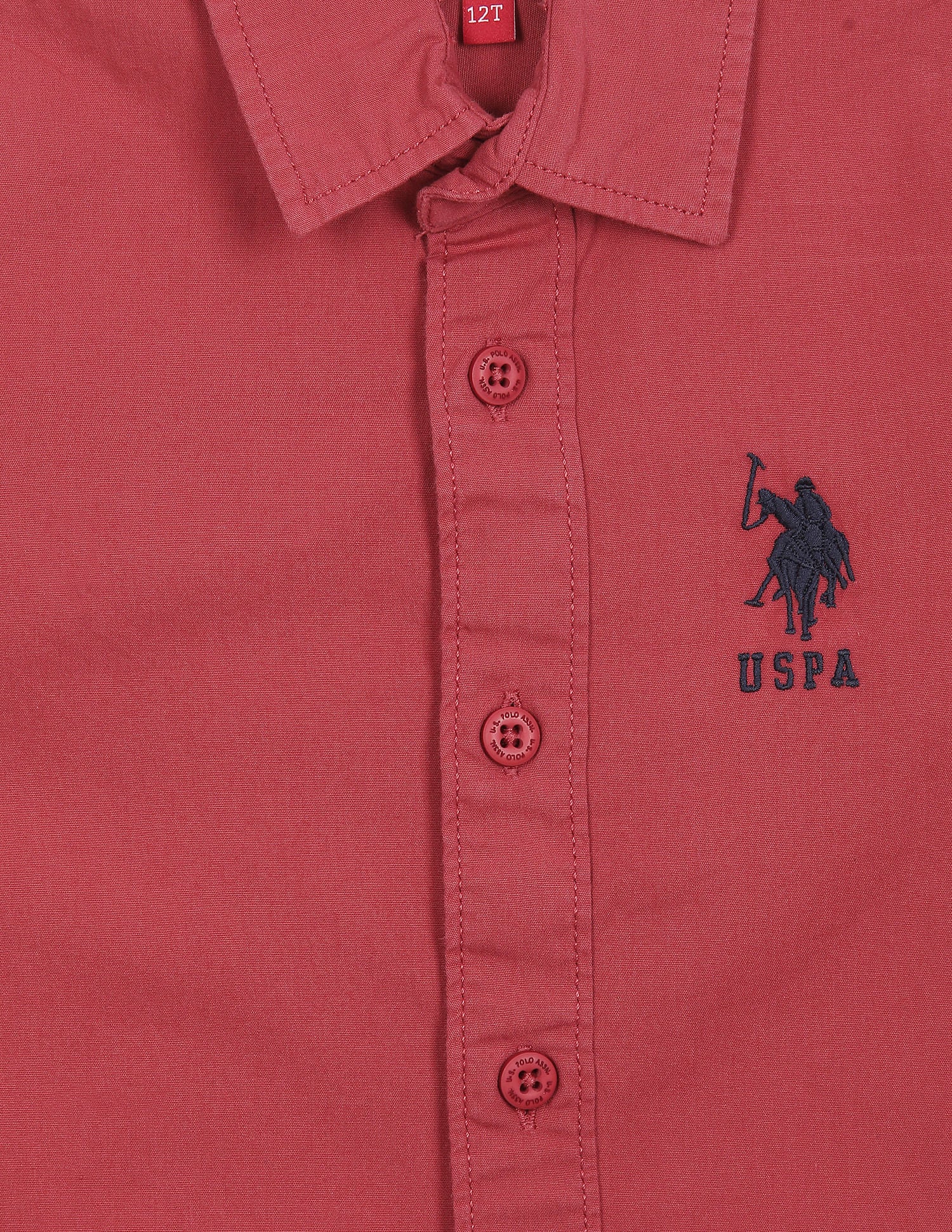 Spread Collar Solid Shirt Red - U.S. Polo Assn. India | Large