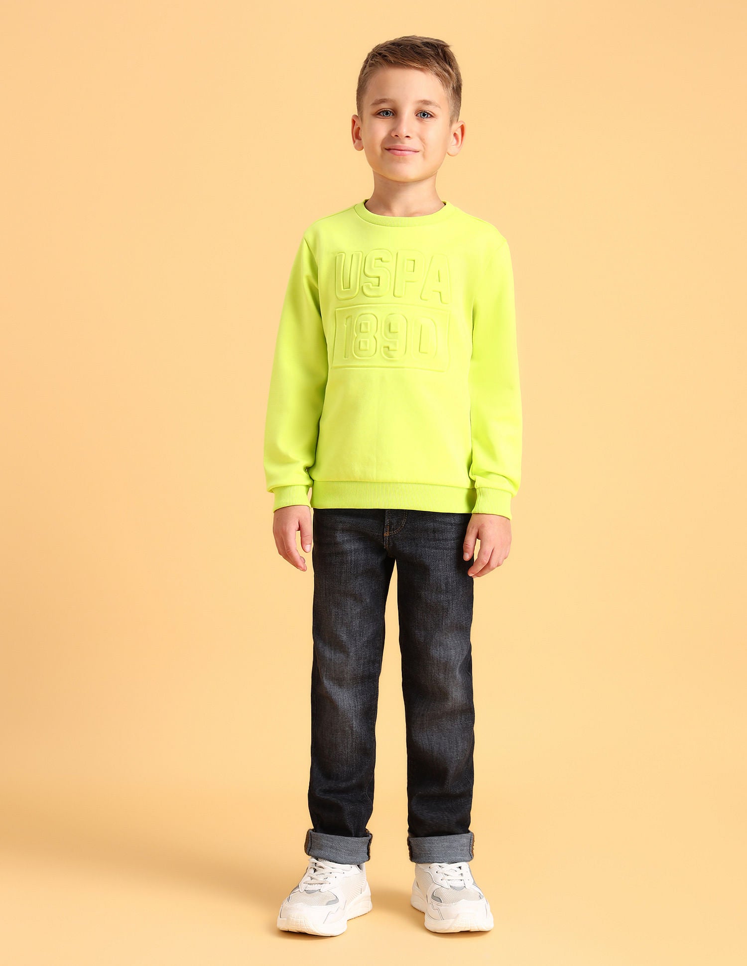 Boys Brand Printed Sweatshirt Whitecap Grey - U.S. POLO ASSN. | Large