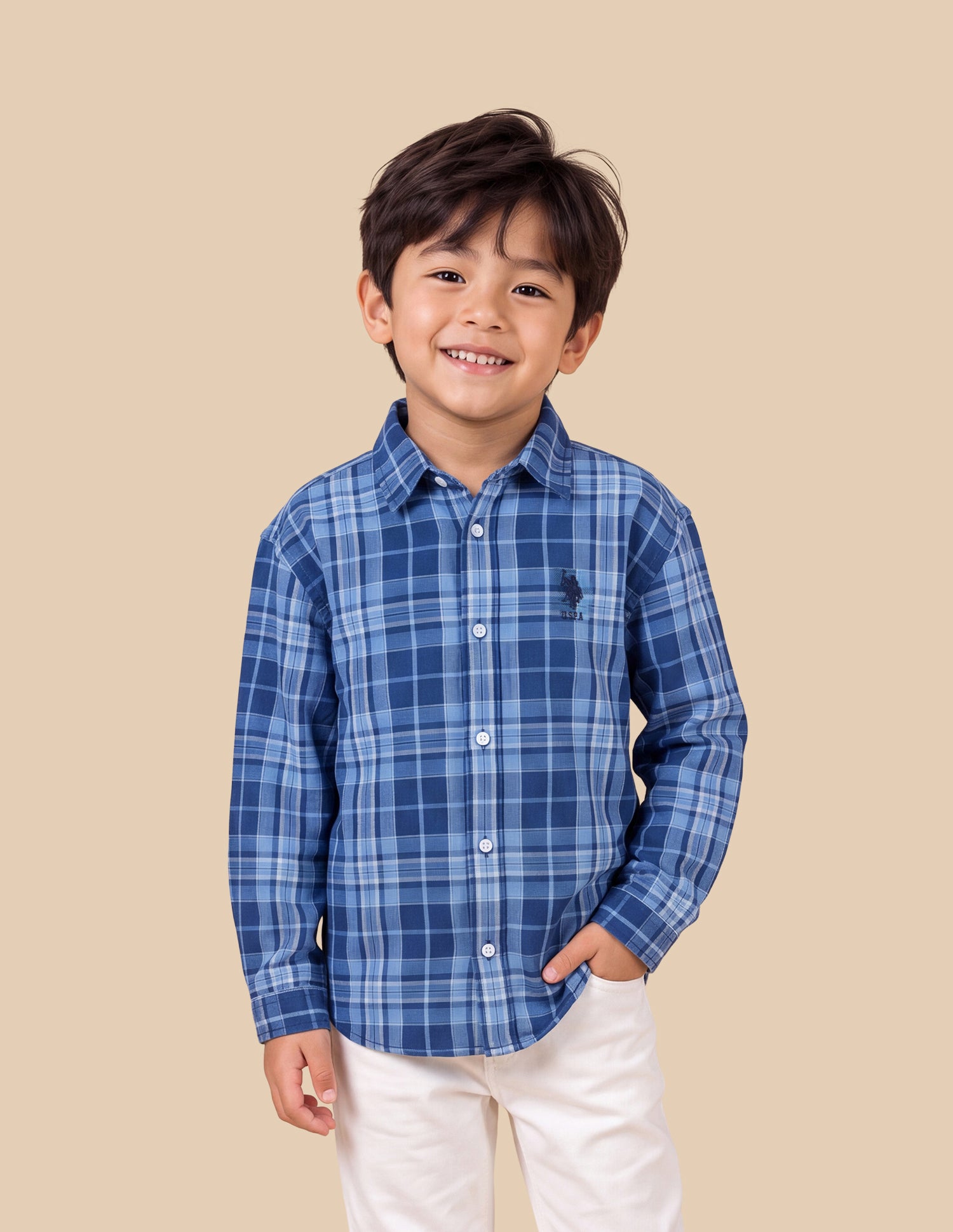 Tartan Checked Dobby Shirt Blue - U.S. Polo Assn. India | Large