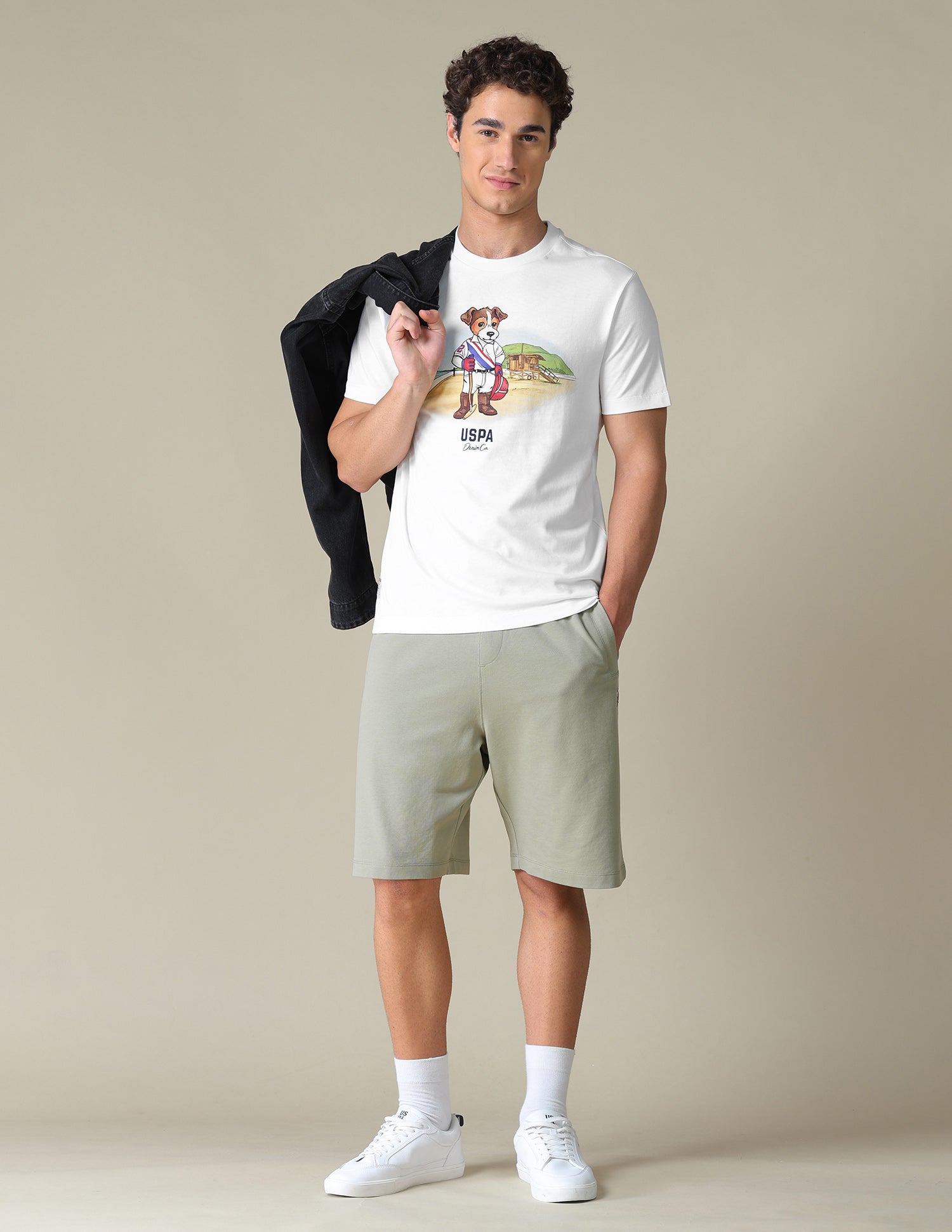 Graphic Brand Printed Slim Fit T-Shirt Ivory - U.S. Polo Assn. India | Large