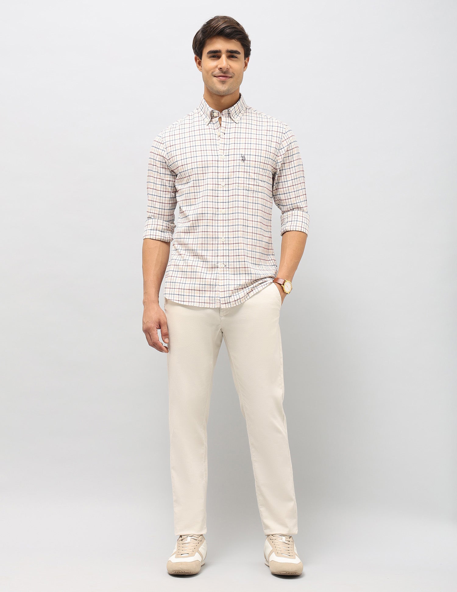 Graph Checked Twill Shirt Ivory - U.S. POLO ASSN. | Large