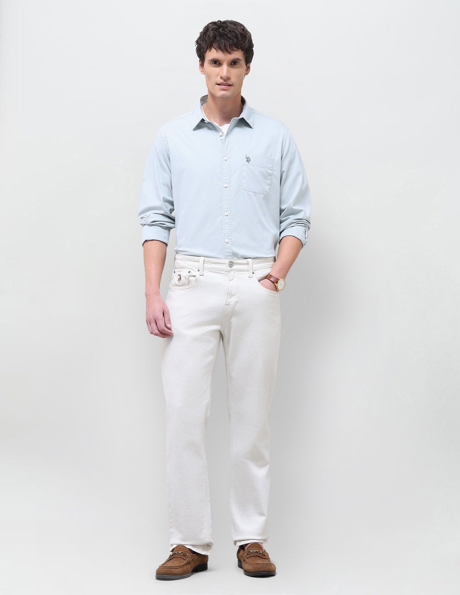 Twill Solid Shirt Blue - U.S. Polo Assn. India | Large