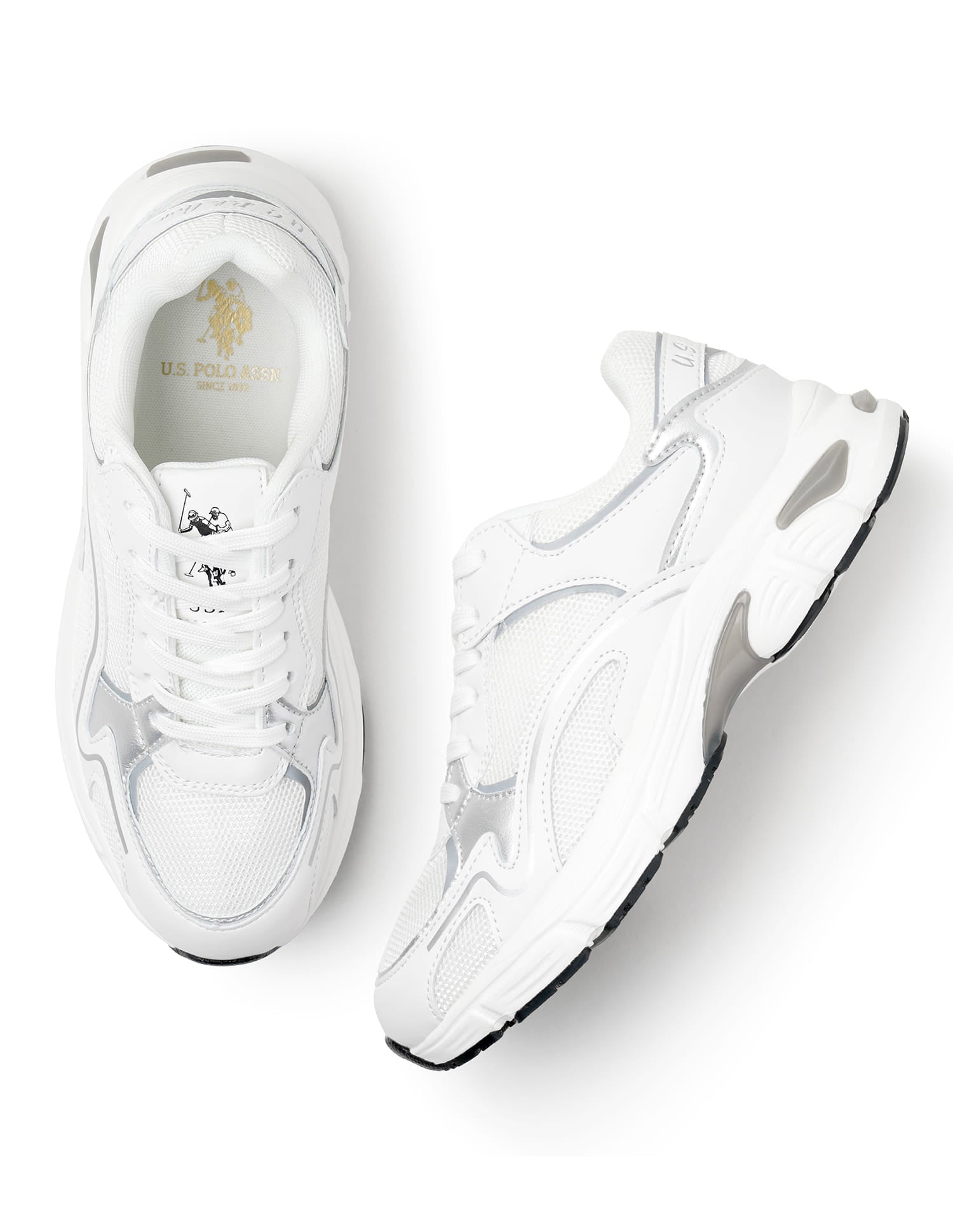 Women Metallic Logo Felicia Sneakers White - U.S. Polo Assn. India | Large