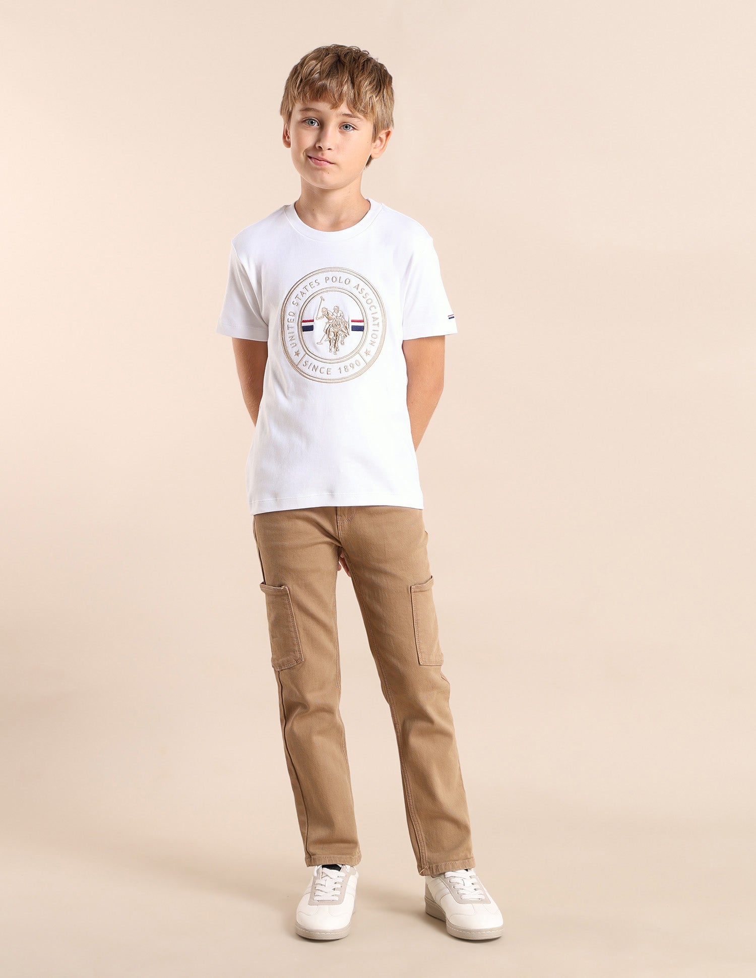 Boys Brand Printed Regular Fit T-Shirt White - U.S. POLO ASSN. | Large