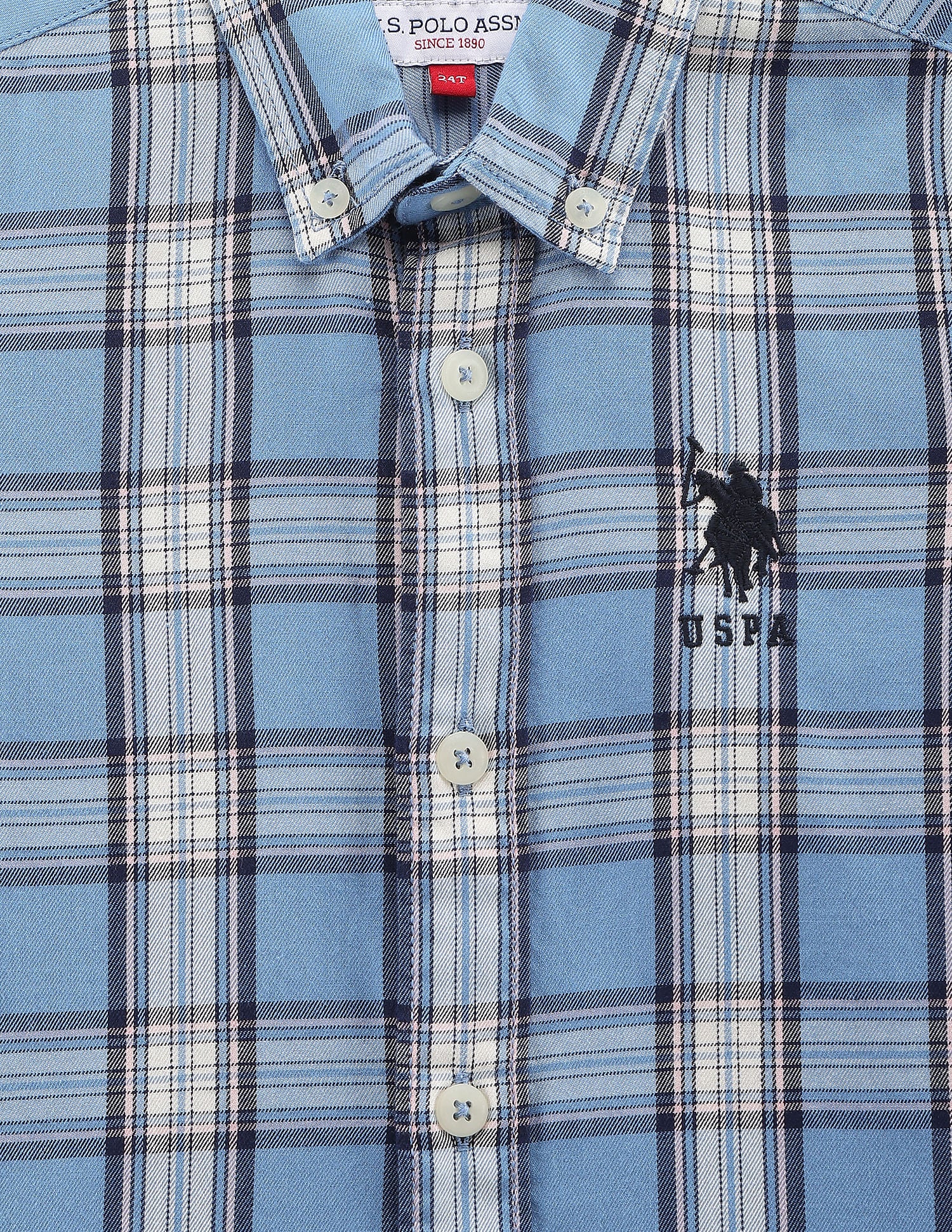 Tartan Check Twill Shirt Blue - U.S. POLO ASSN. | Large