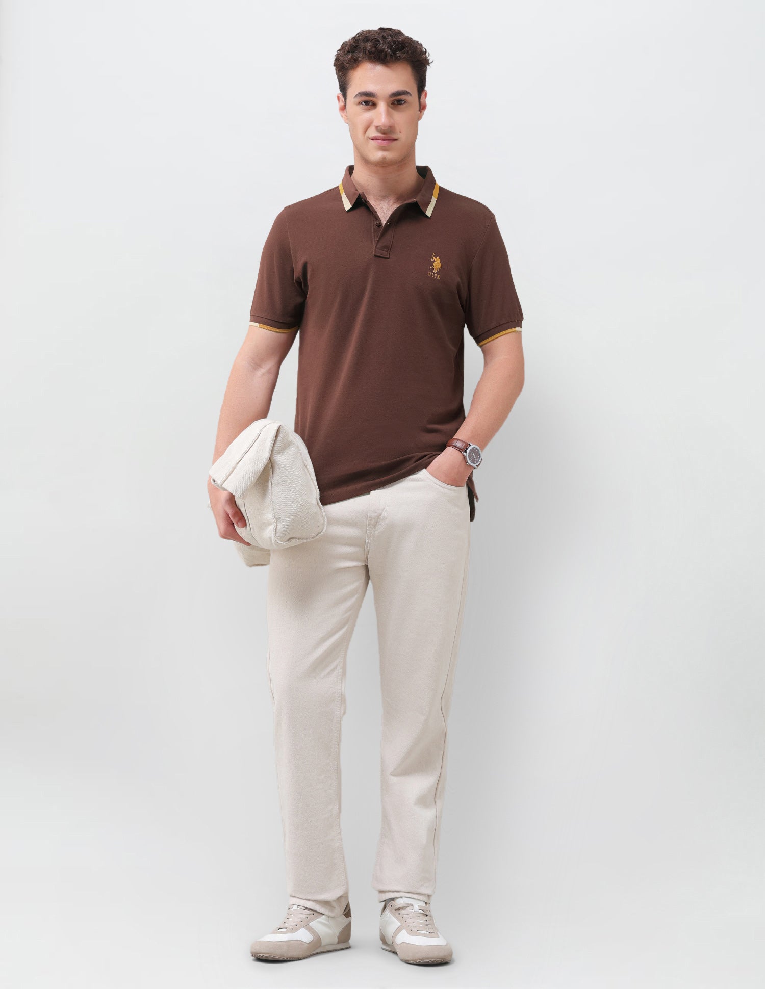Solid Regular Fit Polo Shirt Dark Brown - U.S. Polo Assn. India | Large