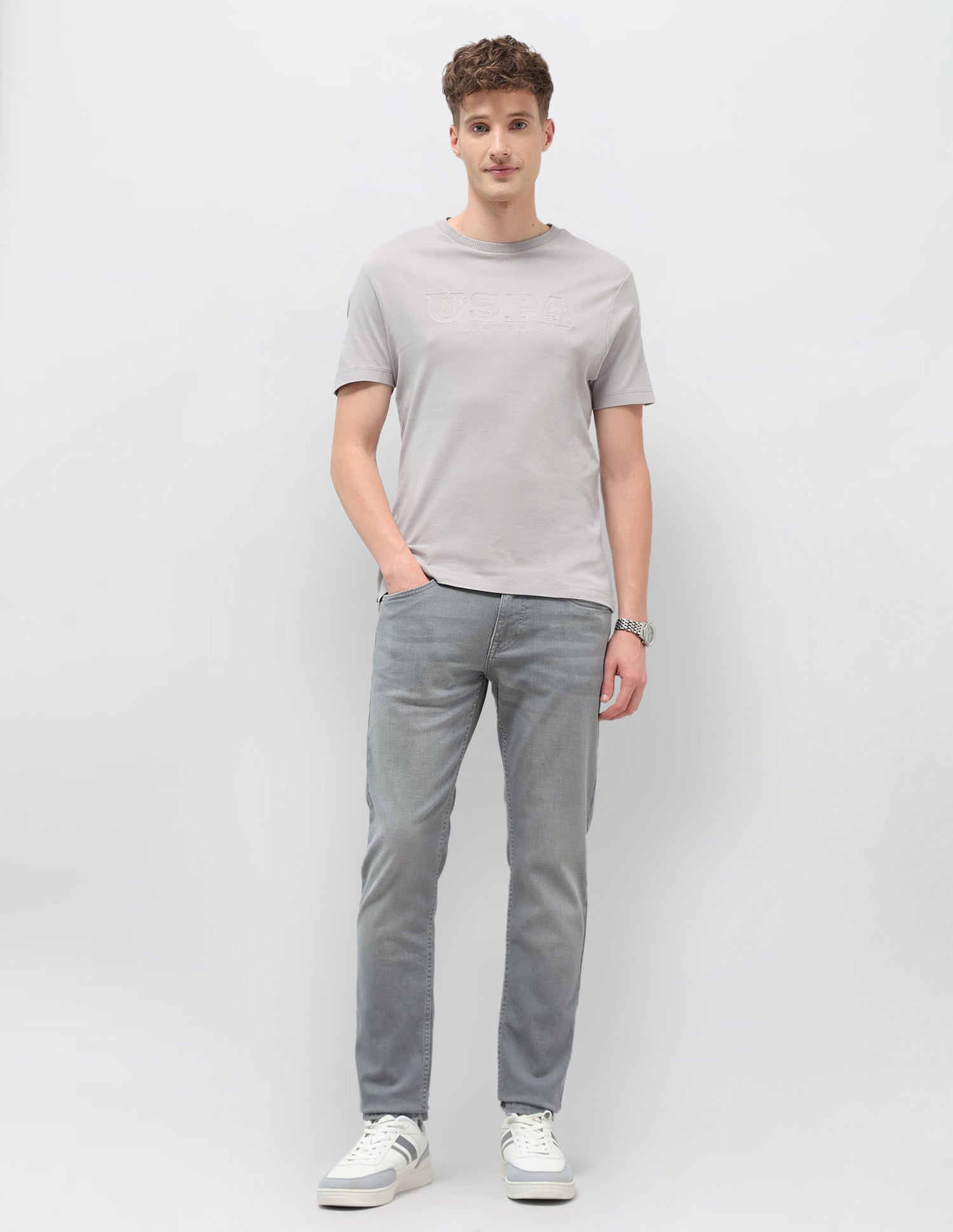 Monochrome Brand Embroidered T-Shirt Light Grey - U.S. POLO ASSN. | Large