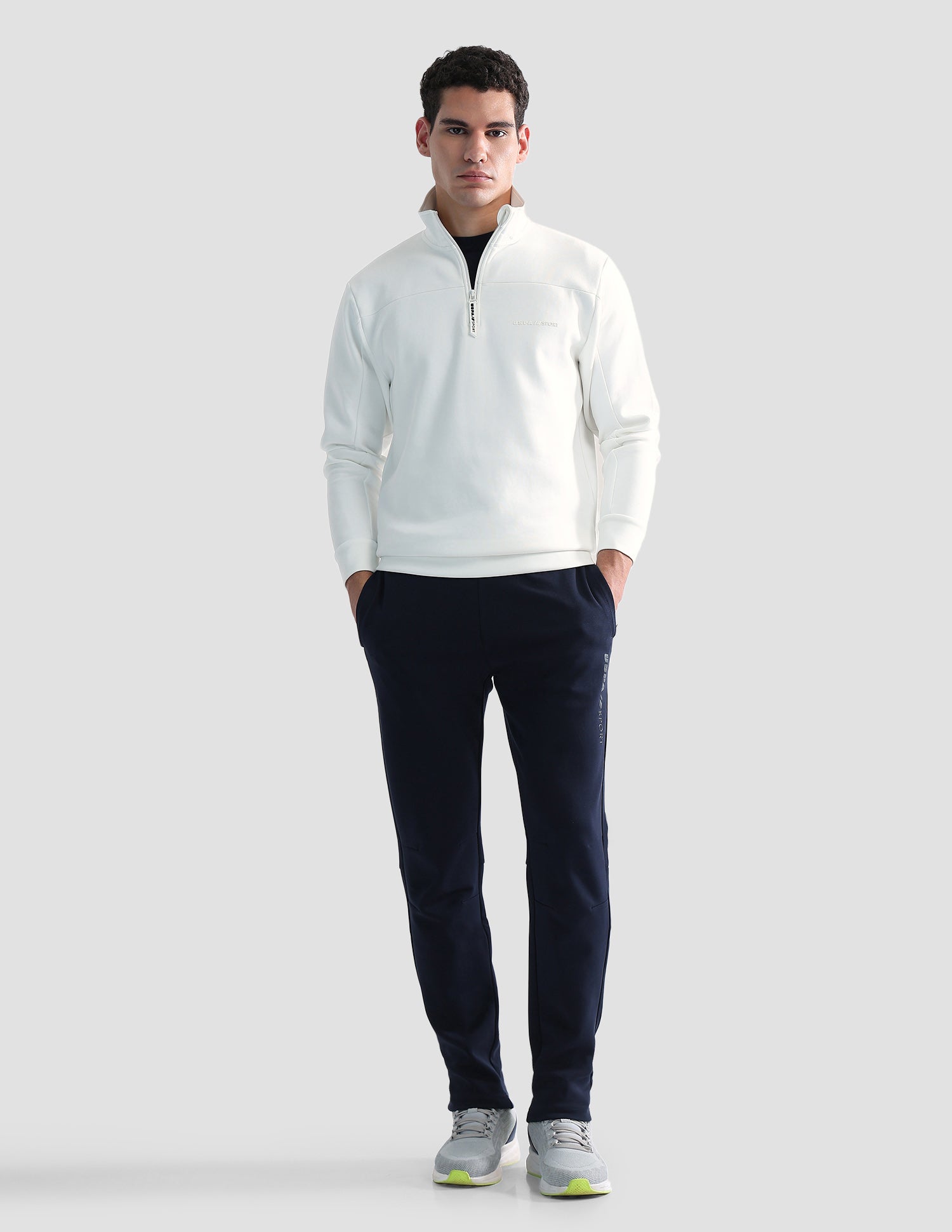 Regular Fit Solid Active Sweatshirt Off White - U.S. POLO ASSN. | Large