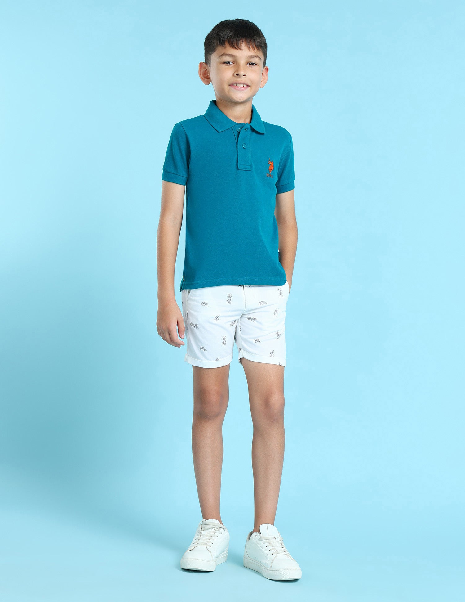 Boys Cotton Pique Polo Shirt Teal - U.S. POLO ASSN. | Large