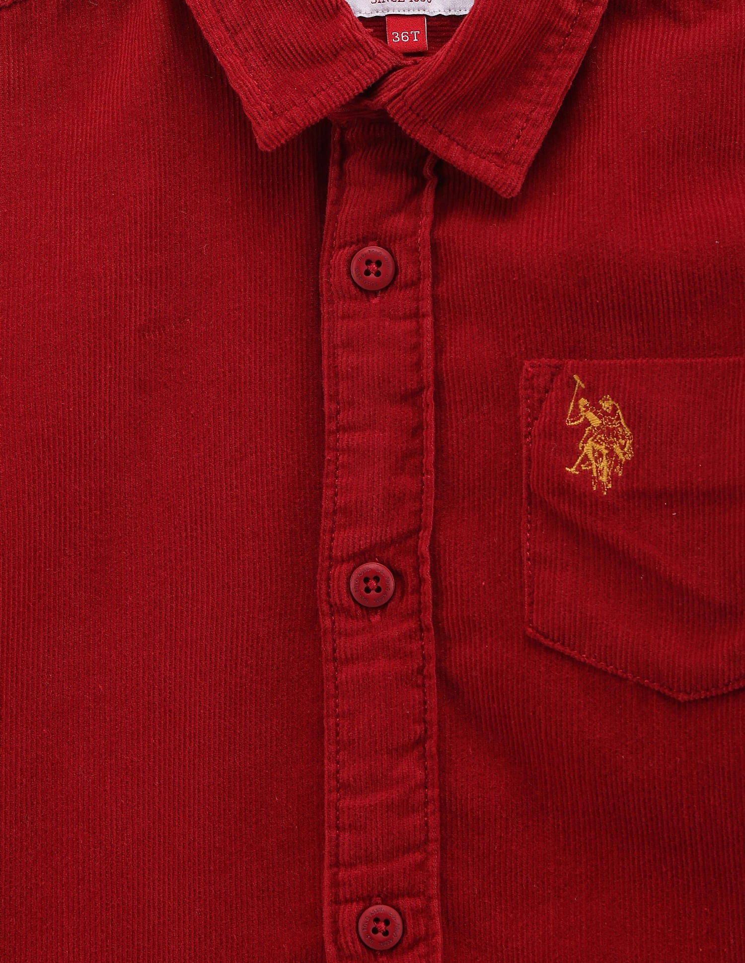 Boys Solid Corduroy Shirt Red - U.S. POLO ASSN. | Large