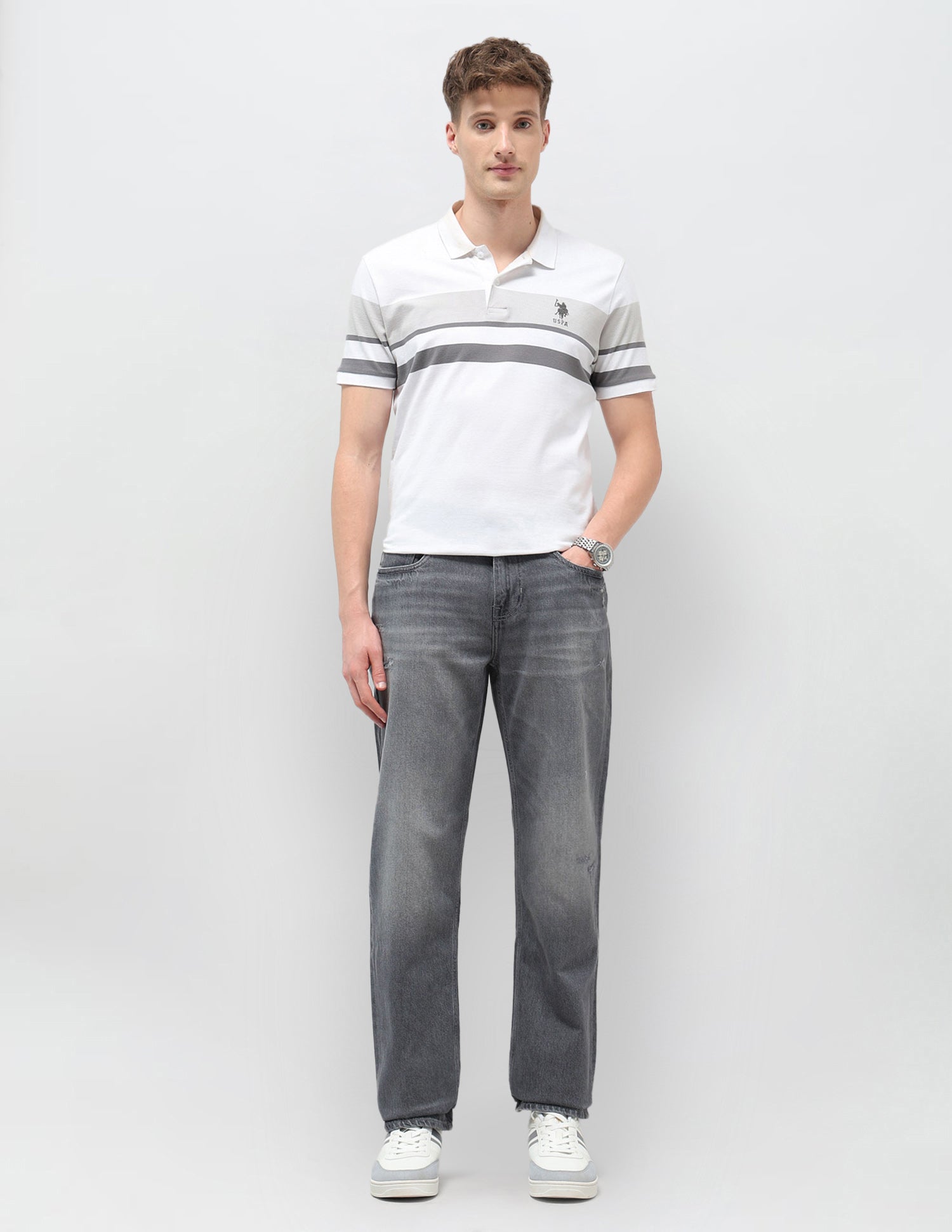 Shawn Relaxed Fit Grey Jeans Light Grey - U.S. POLO ASSN. | Large